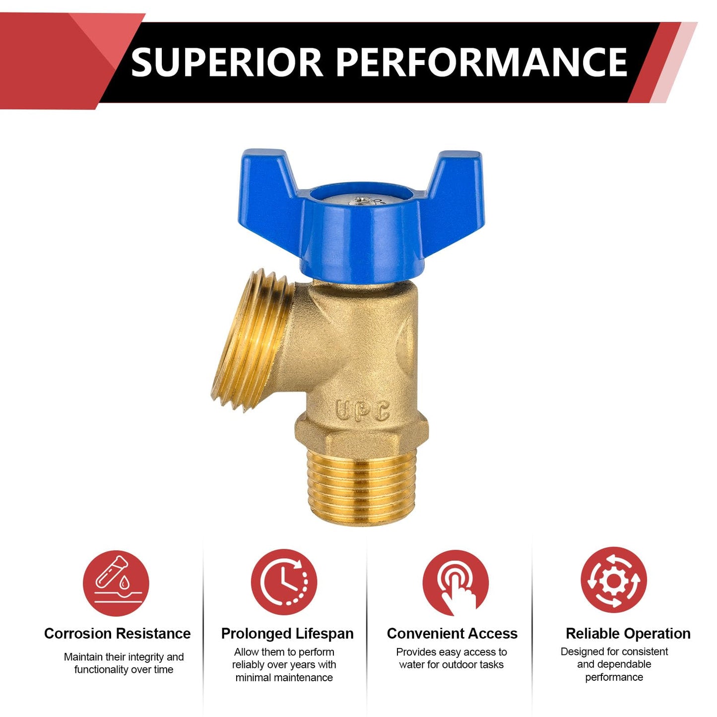 10 Pcs 3/4" MIP x 3/4" MHT Boiler Drain Valve,1/4 Turn