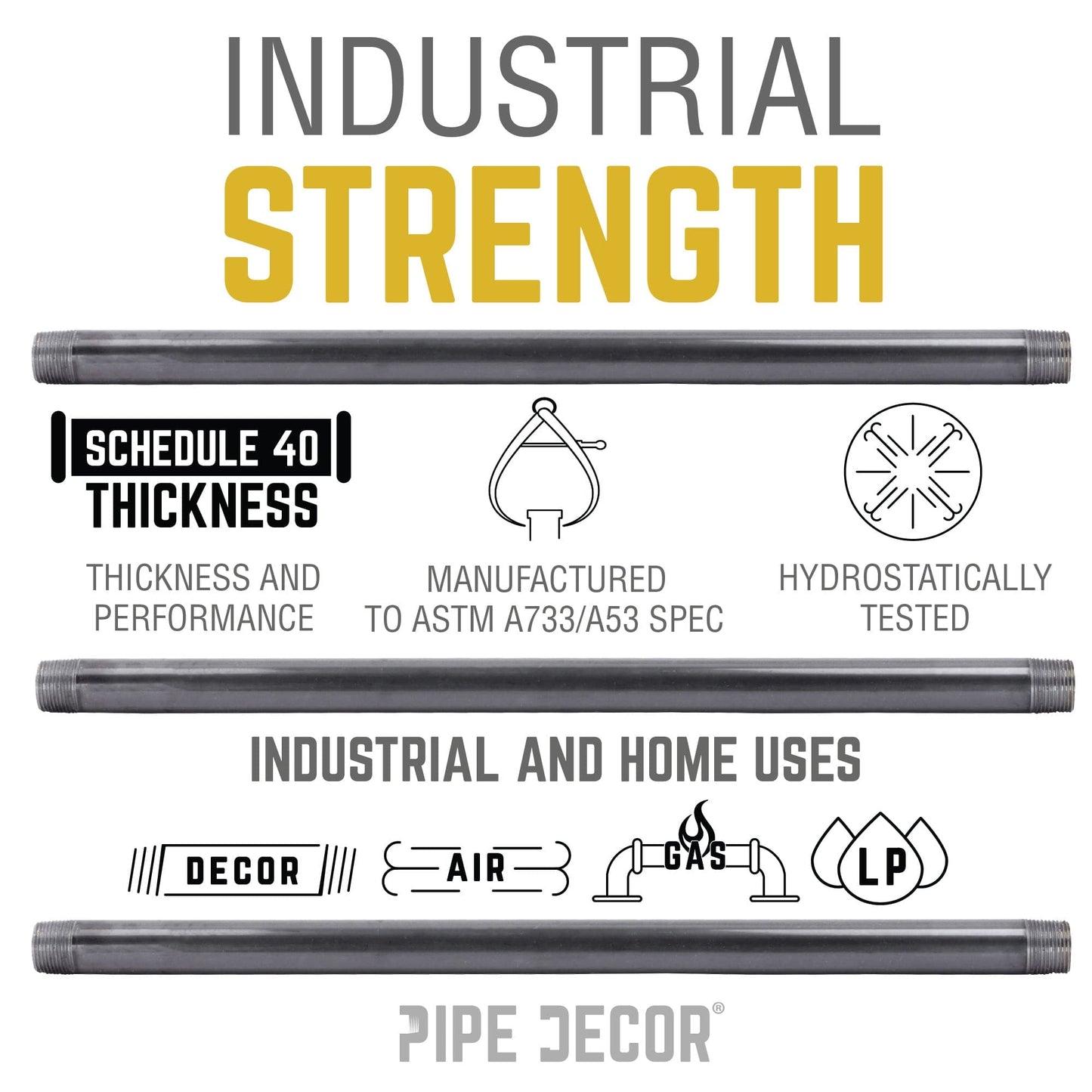 1/2 in. x 3 in. Black Pipe