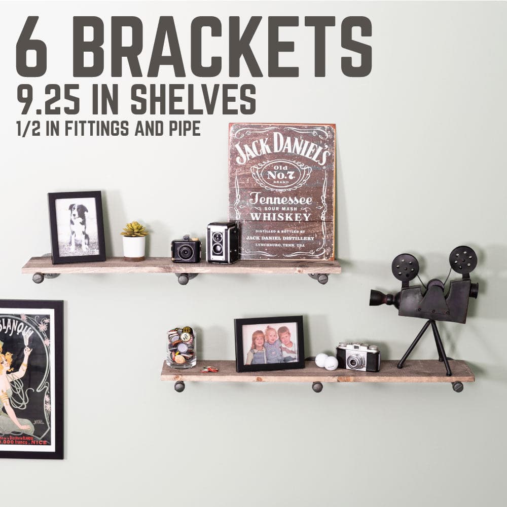 1/2 in. x 10 in. Shelf Bracket Kit, 6 Pack PIPE DECOR