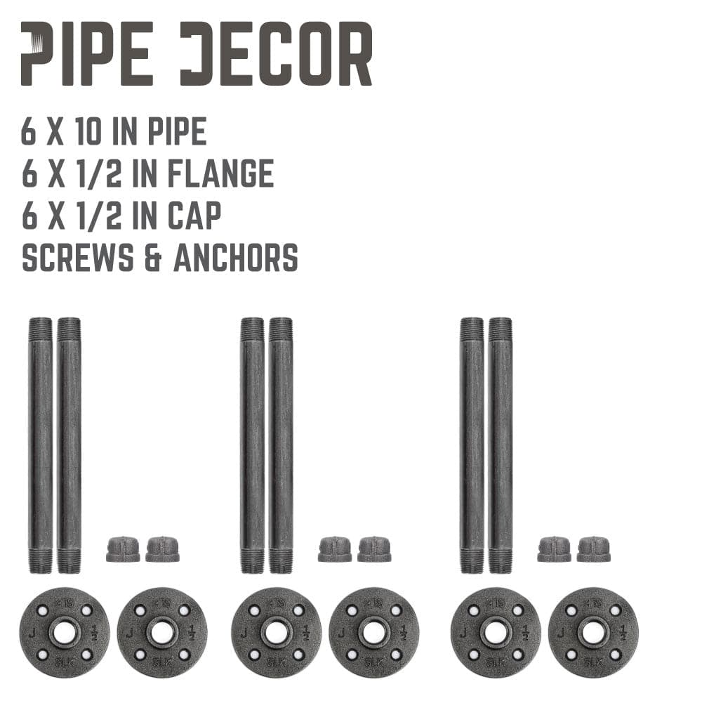 1/2 in. x 10 in. Shelf Bracket Kit, 6 Pack PIPE DECOR