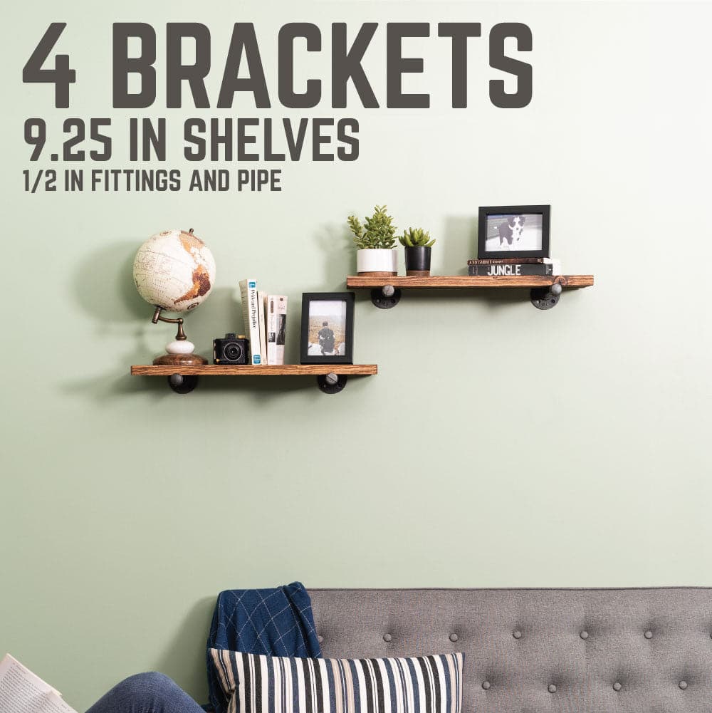 1/2 in. x 10 in. Shelf Bracket Kit, 4 Pack PIPE DECOR