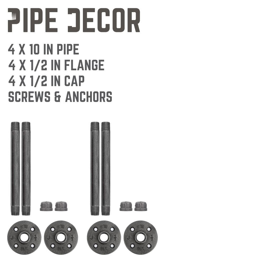 1/2 in. x 10 in. Shelf Bracket Kit, 4 Pack PIPE DECOR