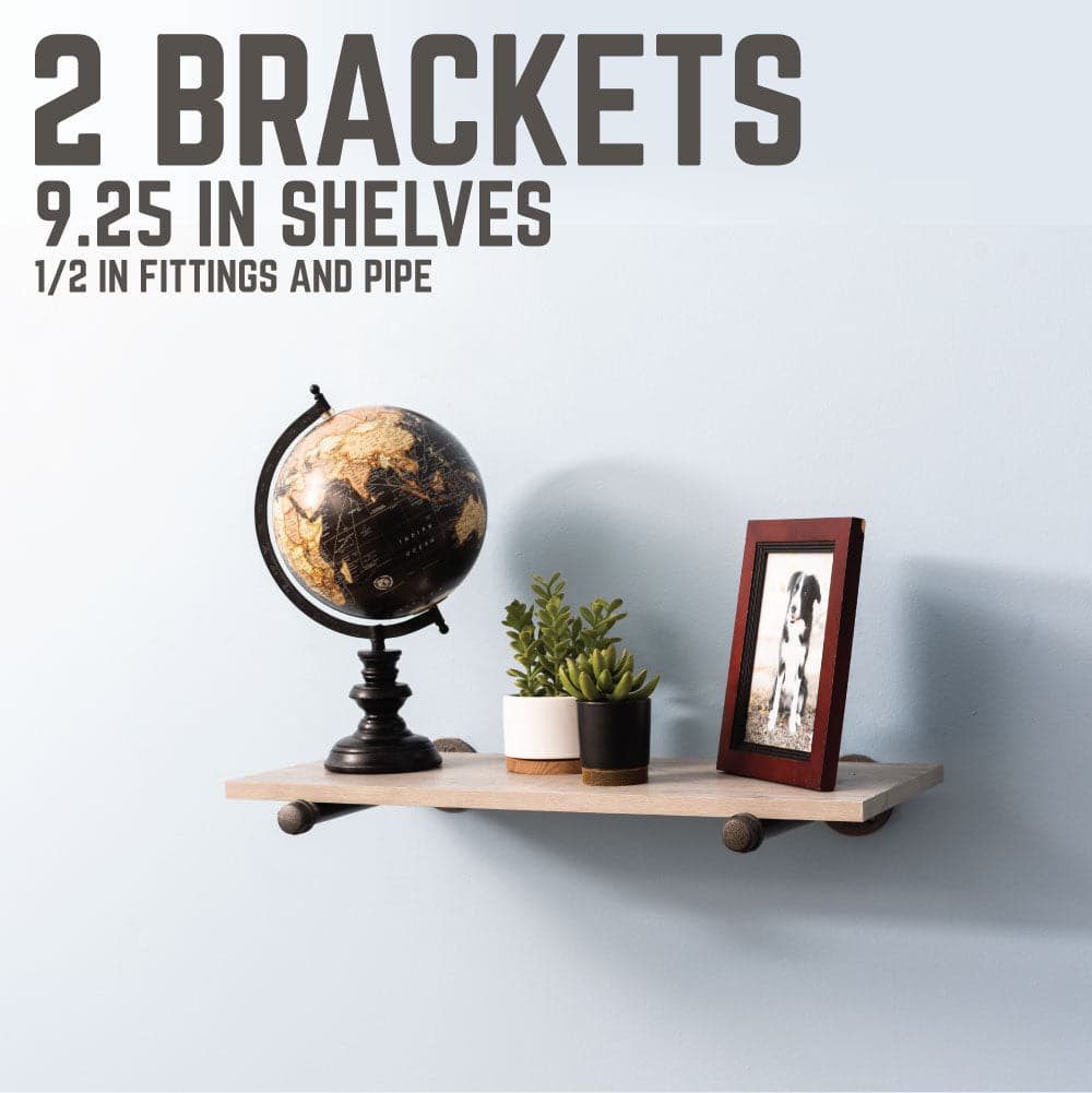 1/2 in. x 10 in. Shelf Bracket Kit, 2 Pack PIPE DECOR