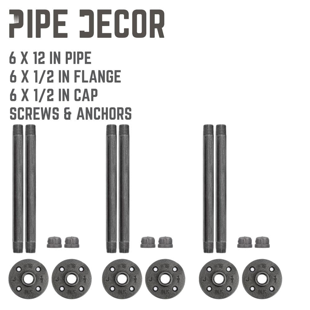 1/2 in. x 12 in. L Shelf Bracket Kit, 6 Pack PIPE DECOR