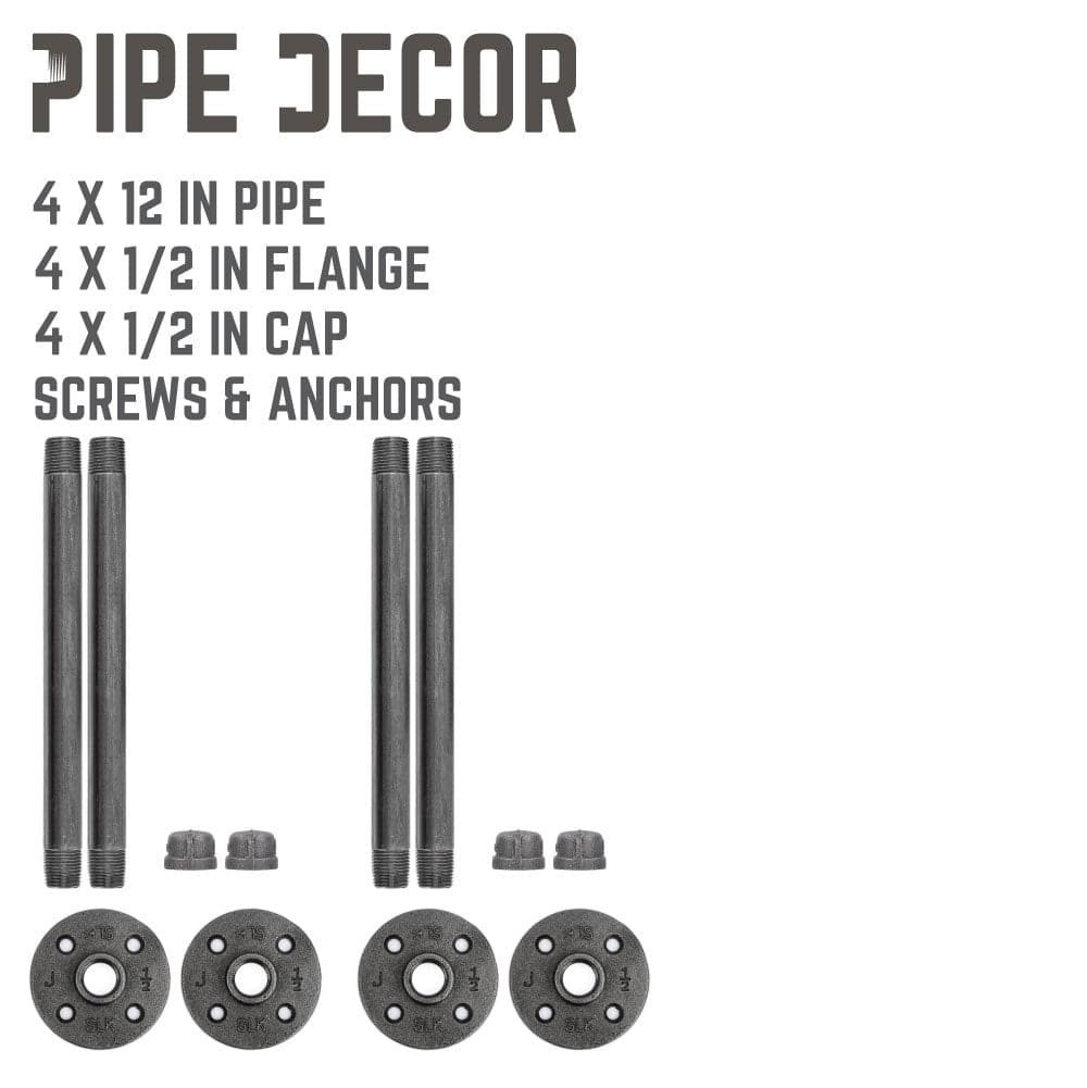 1/2 in. x 12 in. Shelf Bracket Kit, 4 Pack PIPE DECOR