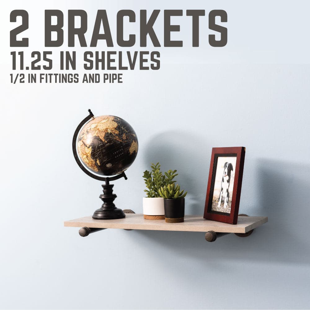 1/2 in. x 12 in. L Shelf Bracket Kit, 2 Pack PIPE DECOR