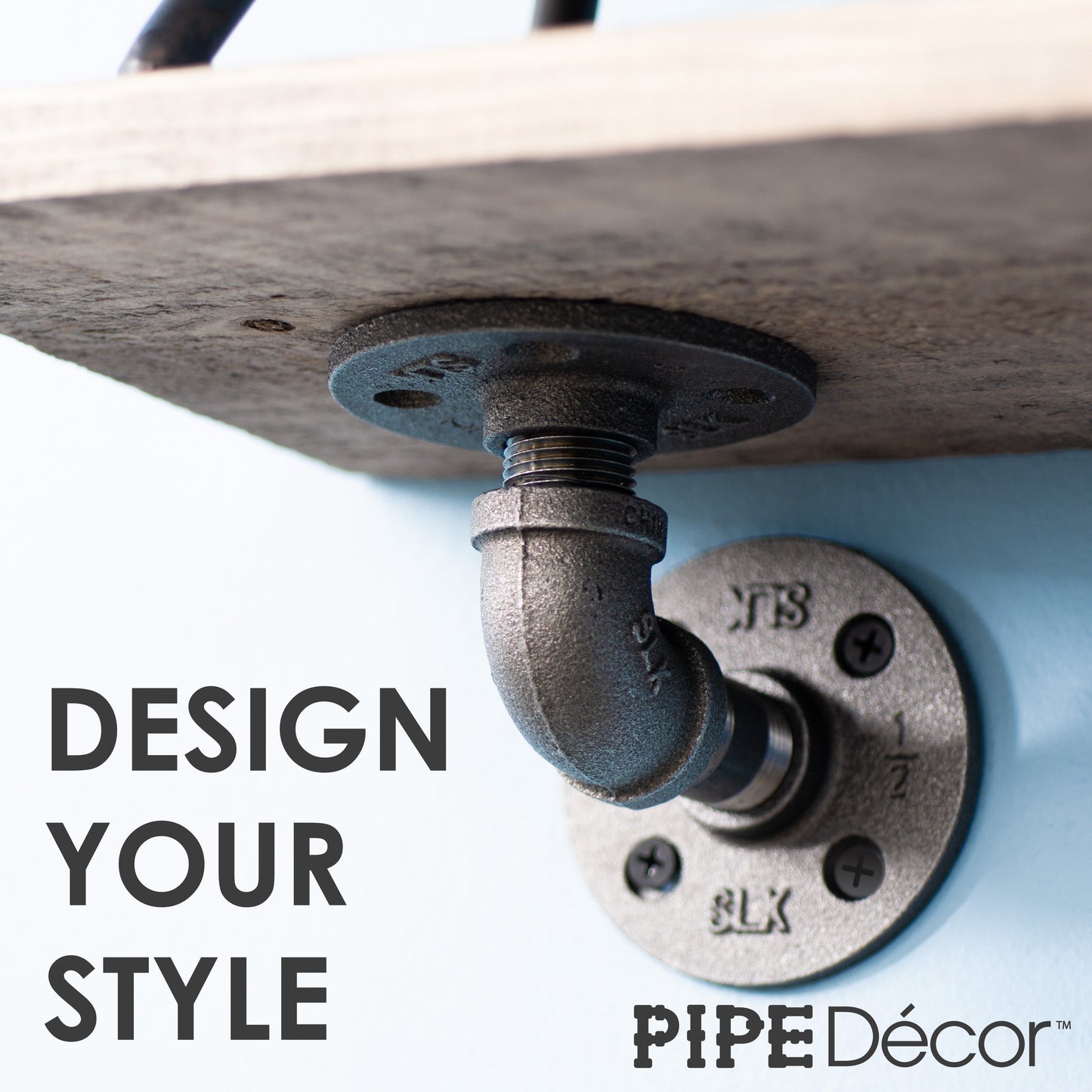 1/2 in. x 3.75 in. Double Flange Shelf Bracket, 4 Pack PIPE DECOR
