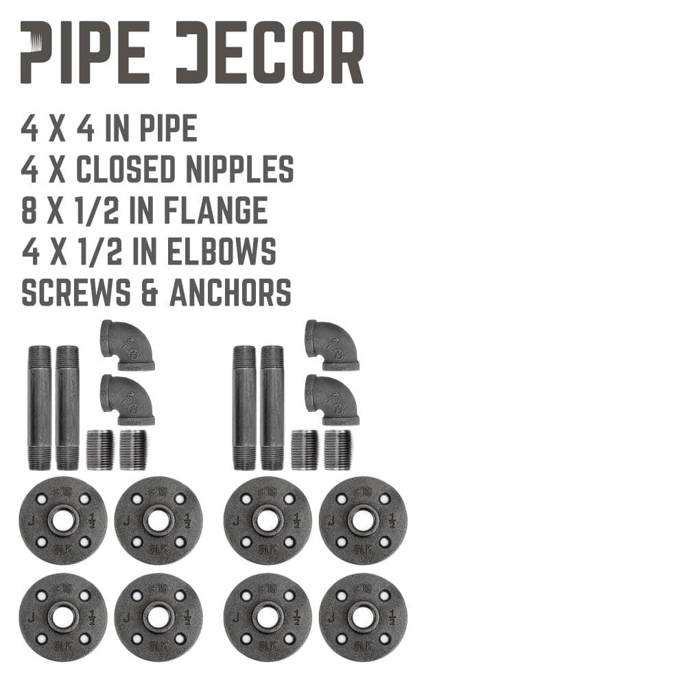 1/2 in. x 4 in. Double Flange Shelf Bracket, 4 Pack PIPE DECOR