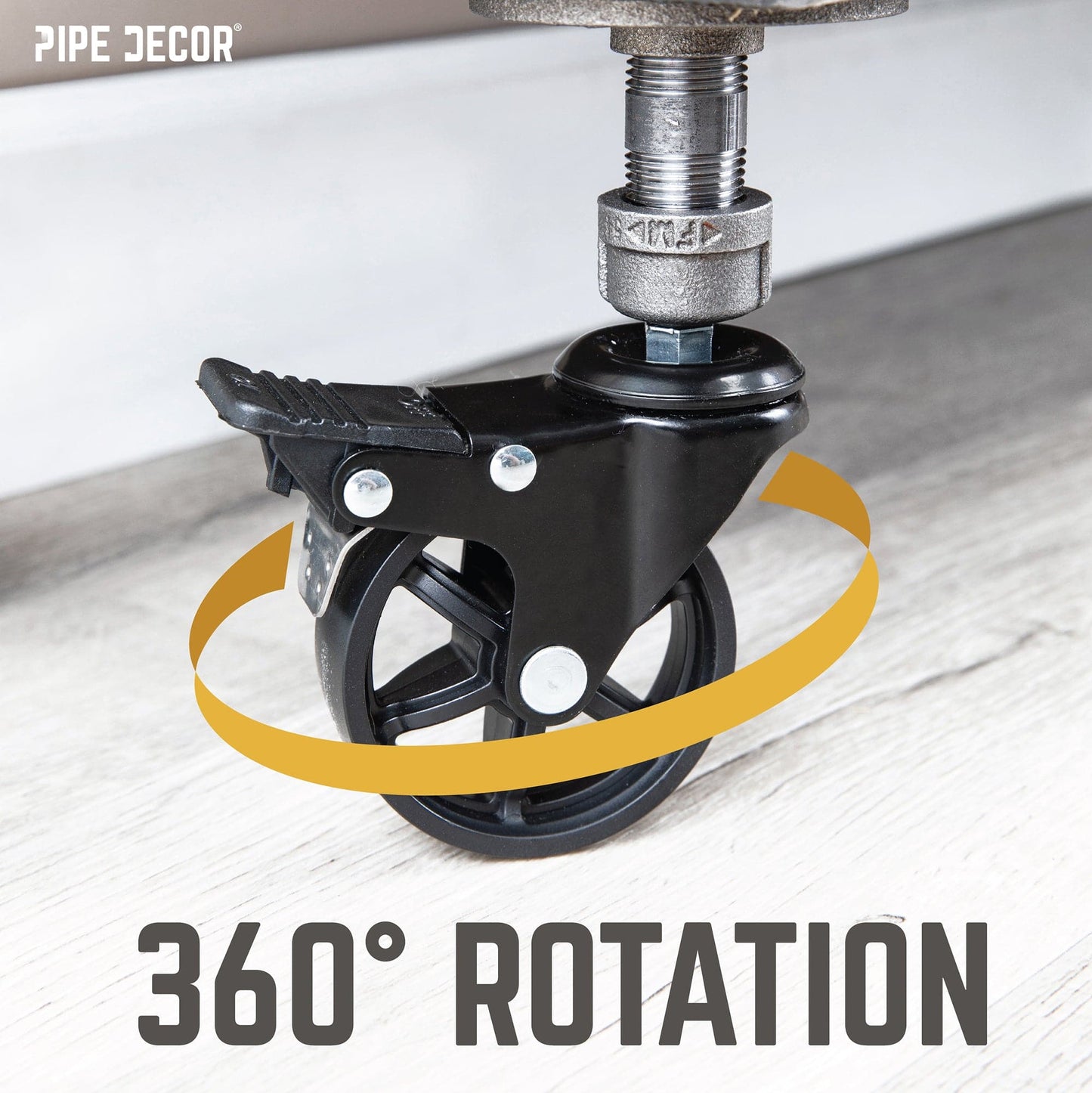 Swivel Caster Wheels for 1” Pipe with Locking Mechanism (4-Pack)