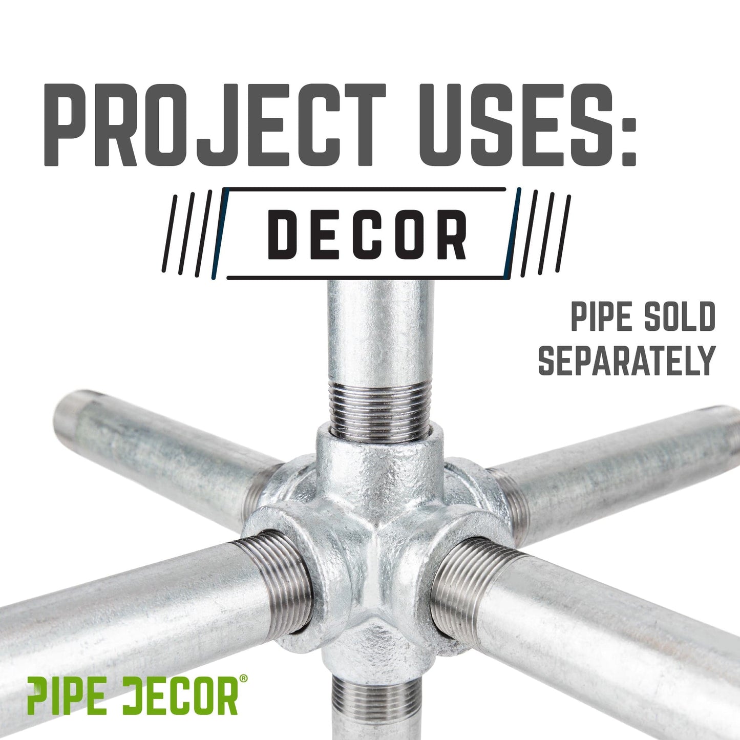 1/2 in. Galvanized 6-Way Fitting PIPE DECOR