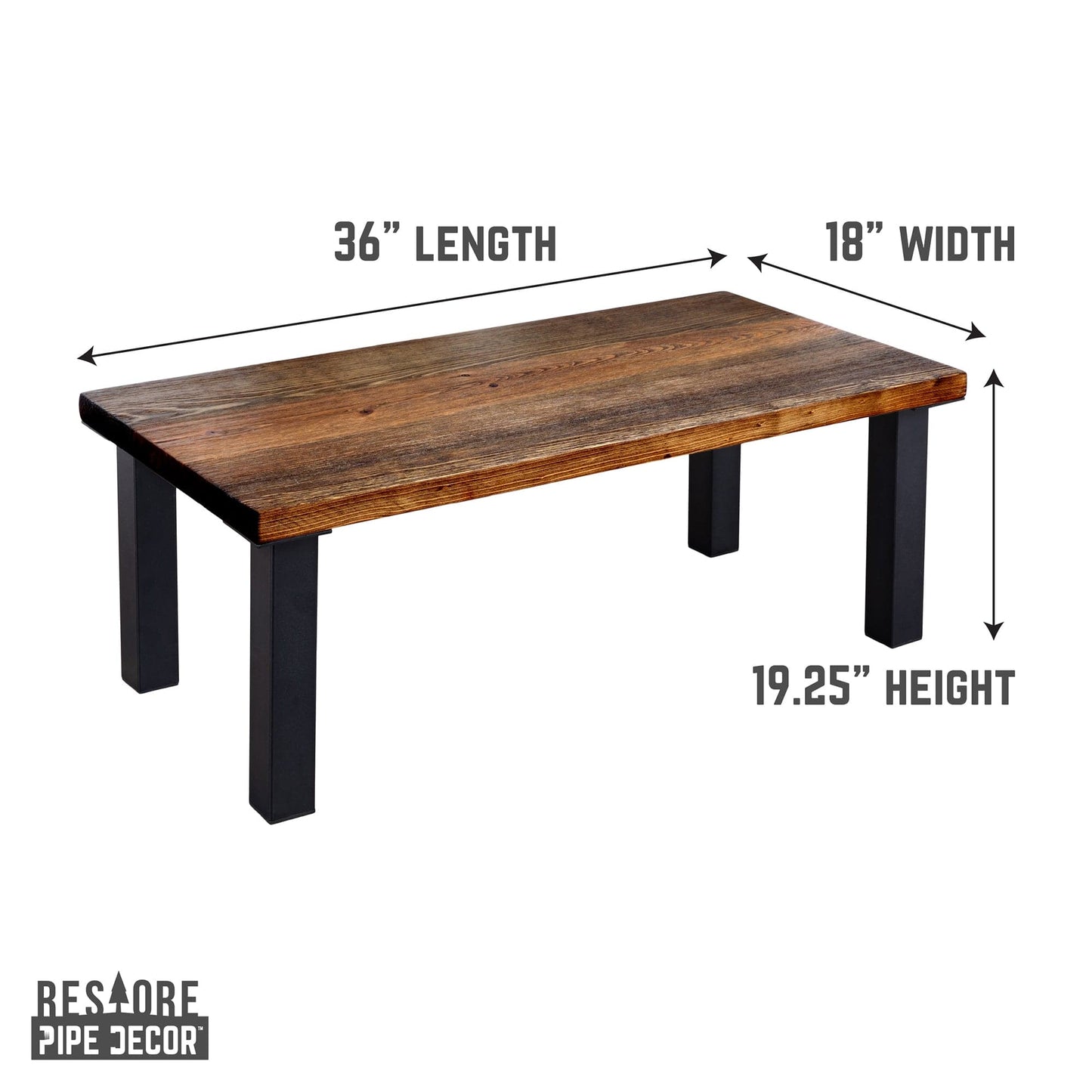 Skyline Boulder Black Solid Wood Coffee Table with 18 in. High-Rise Legs