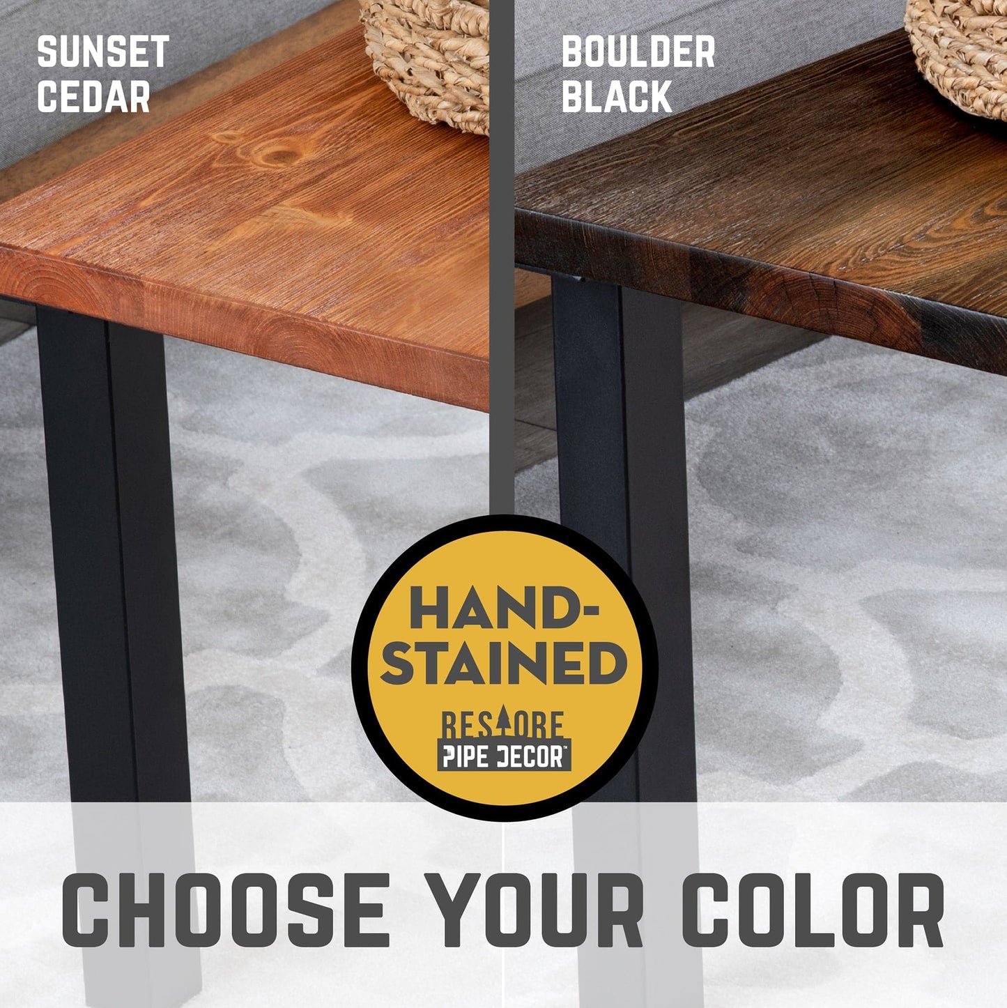 Skyline Boulder Black Solid Wood Coffee Table with 18 in. High-Rise Legs