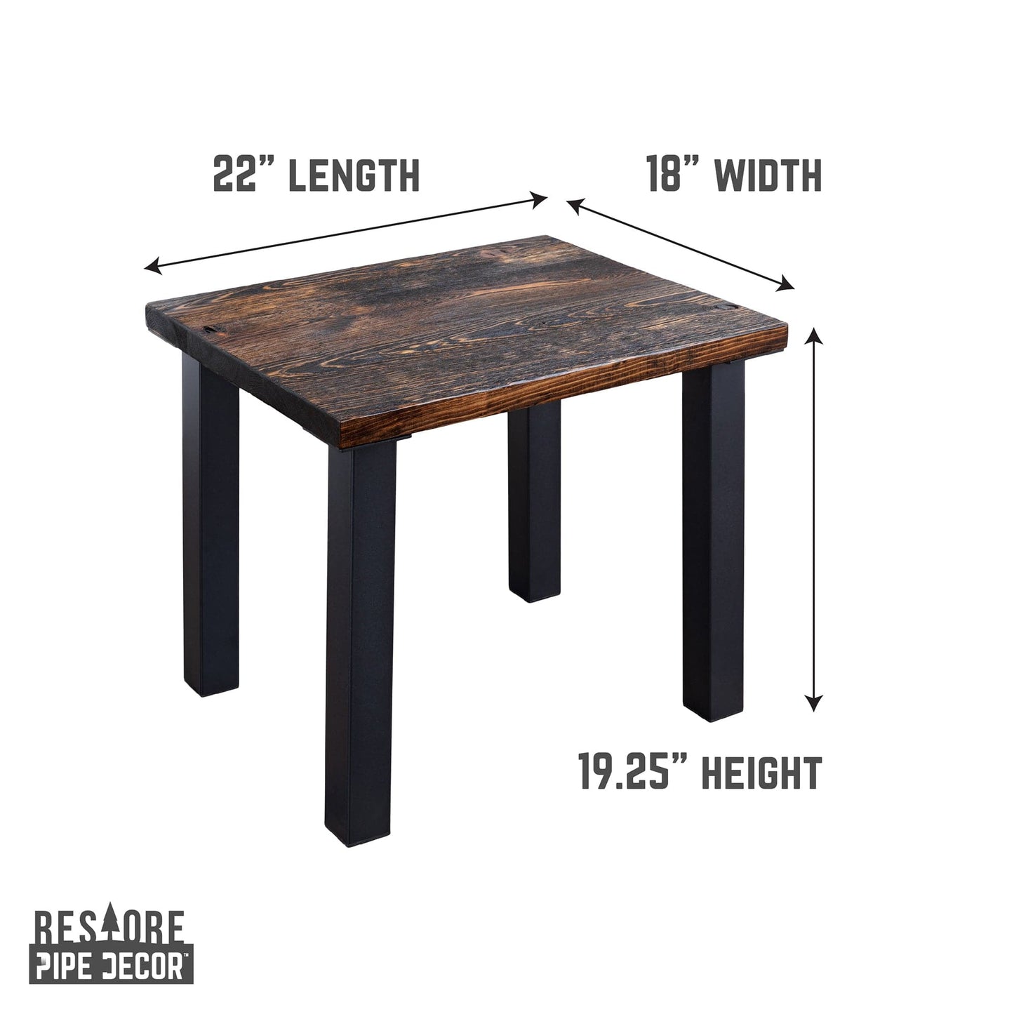 Skyline Boulder Black Solid End Table with 18 in. High-Rise Legs