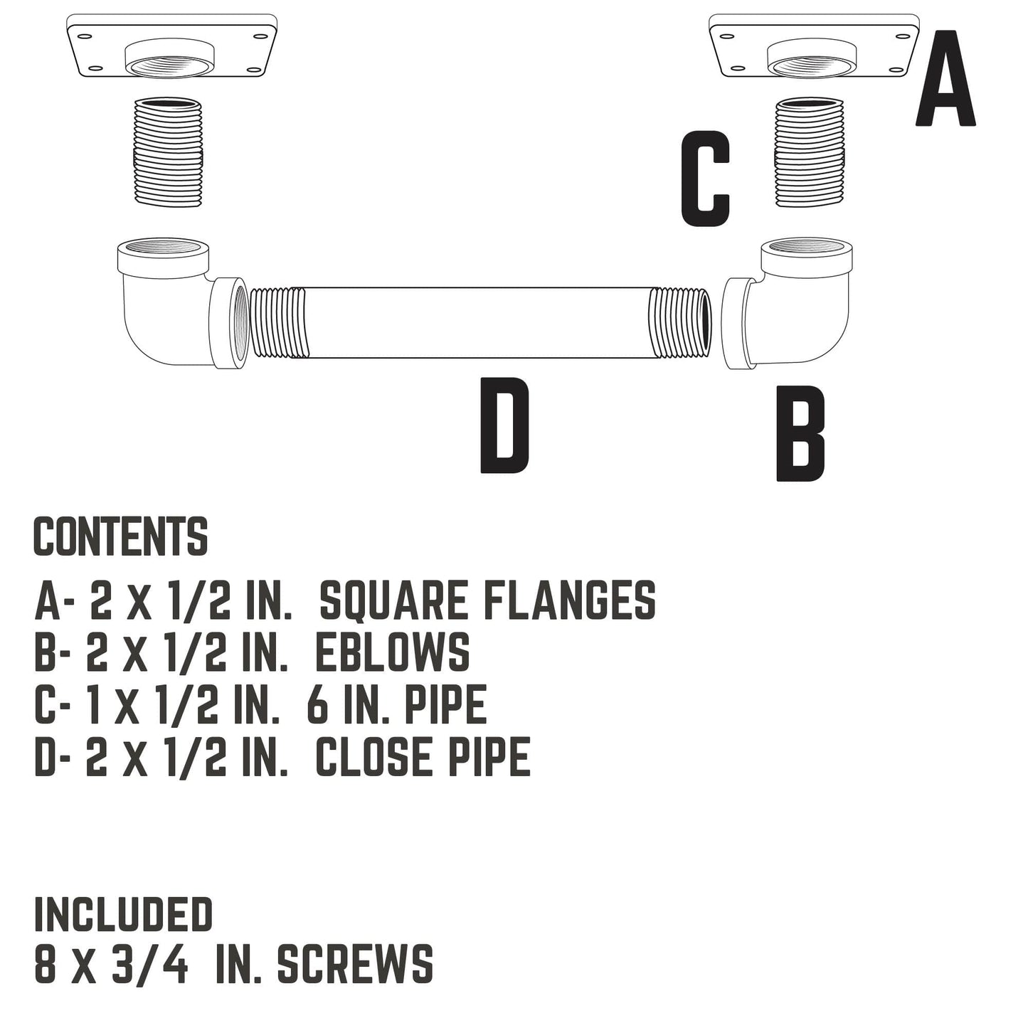 1/2 in. Square Barn Door Handle – 10.5 in. L PIPE DECOR