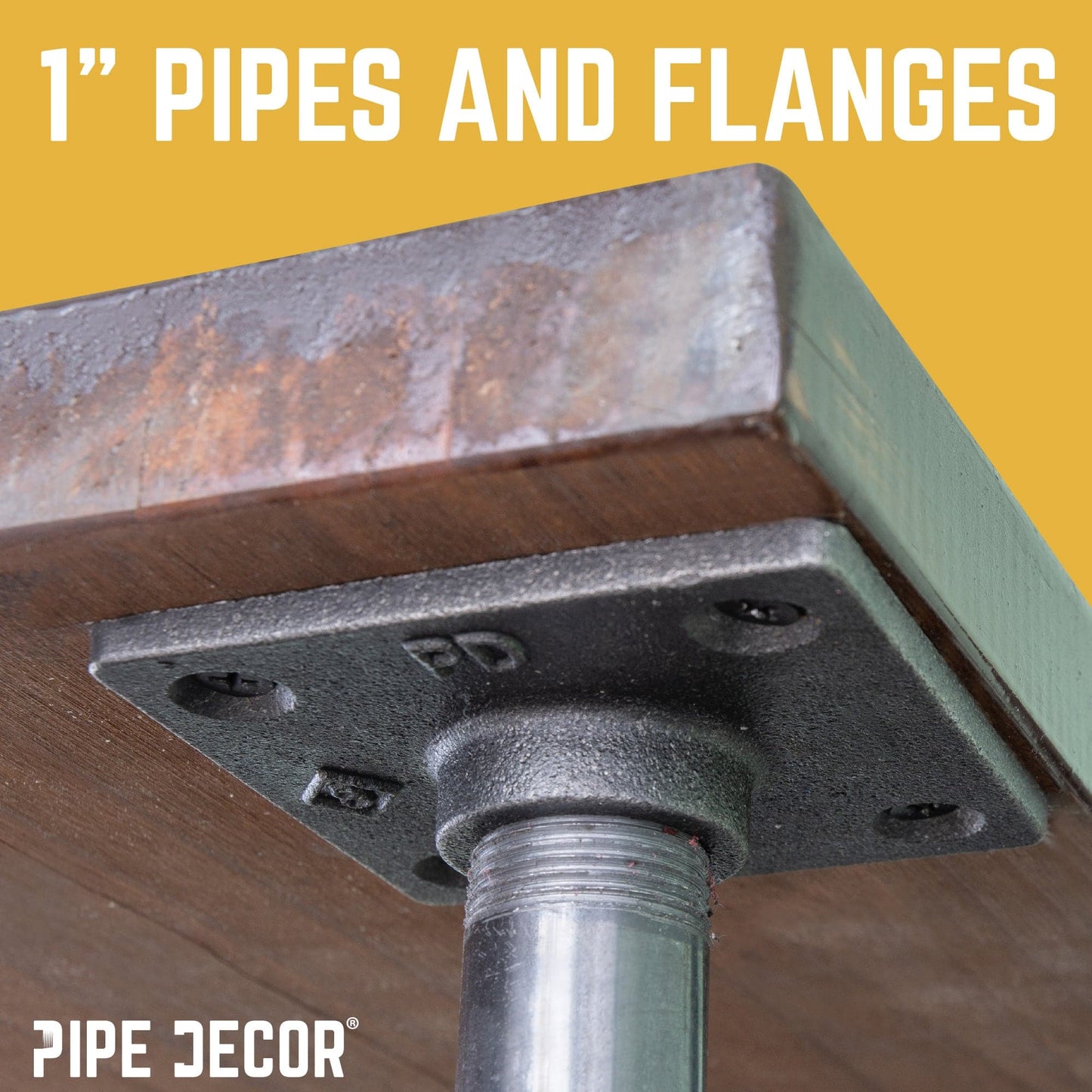 1 in. x 30 in. Square Flange Pipe Table Legs - 4 Pack