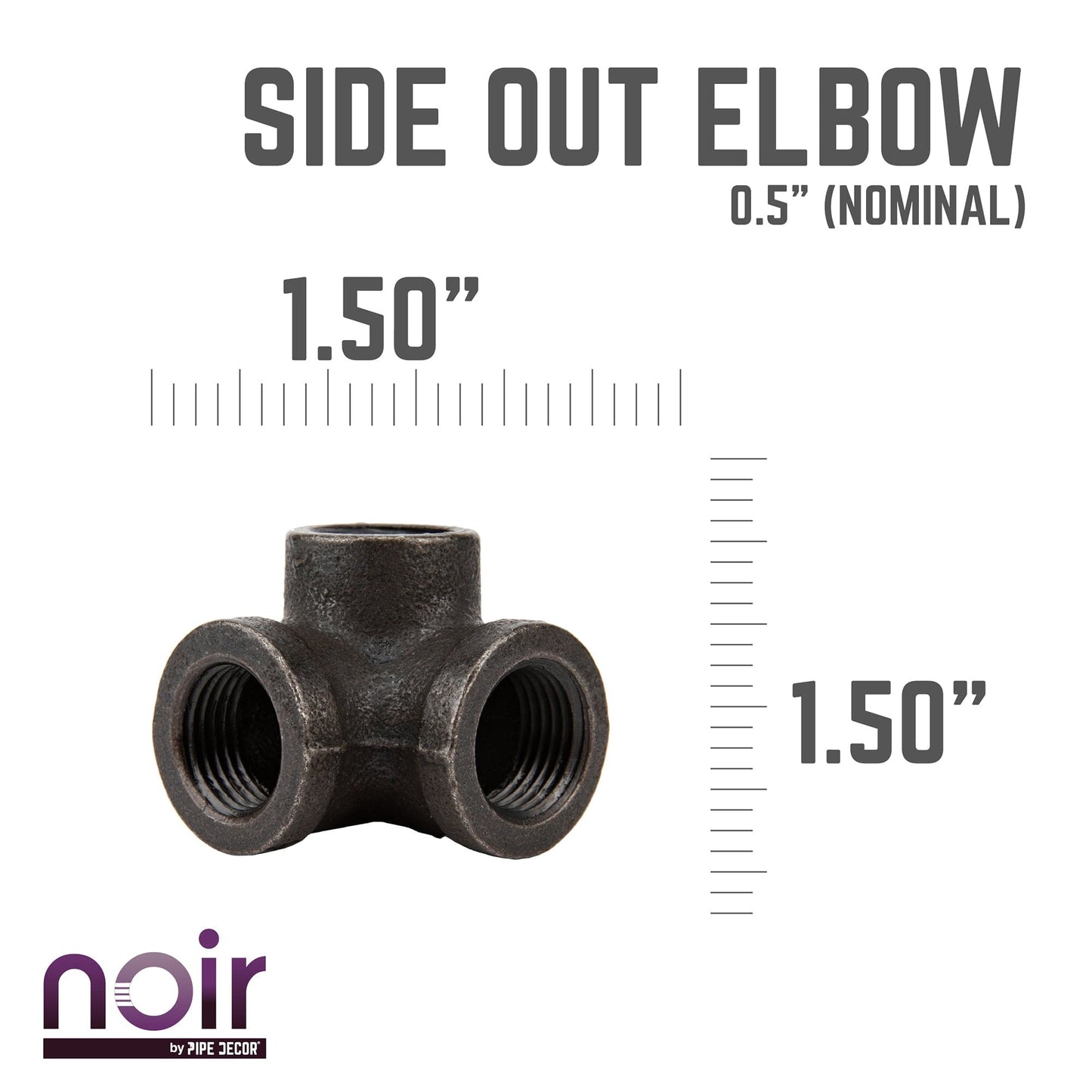 1/2 in. Prefinished Matte Black Side Outlet Elbow PIPE DECOR
