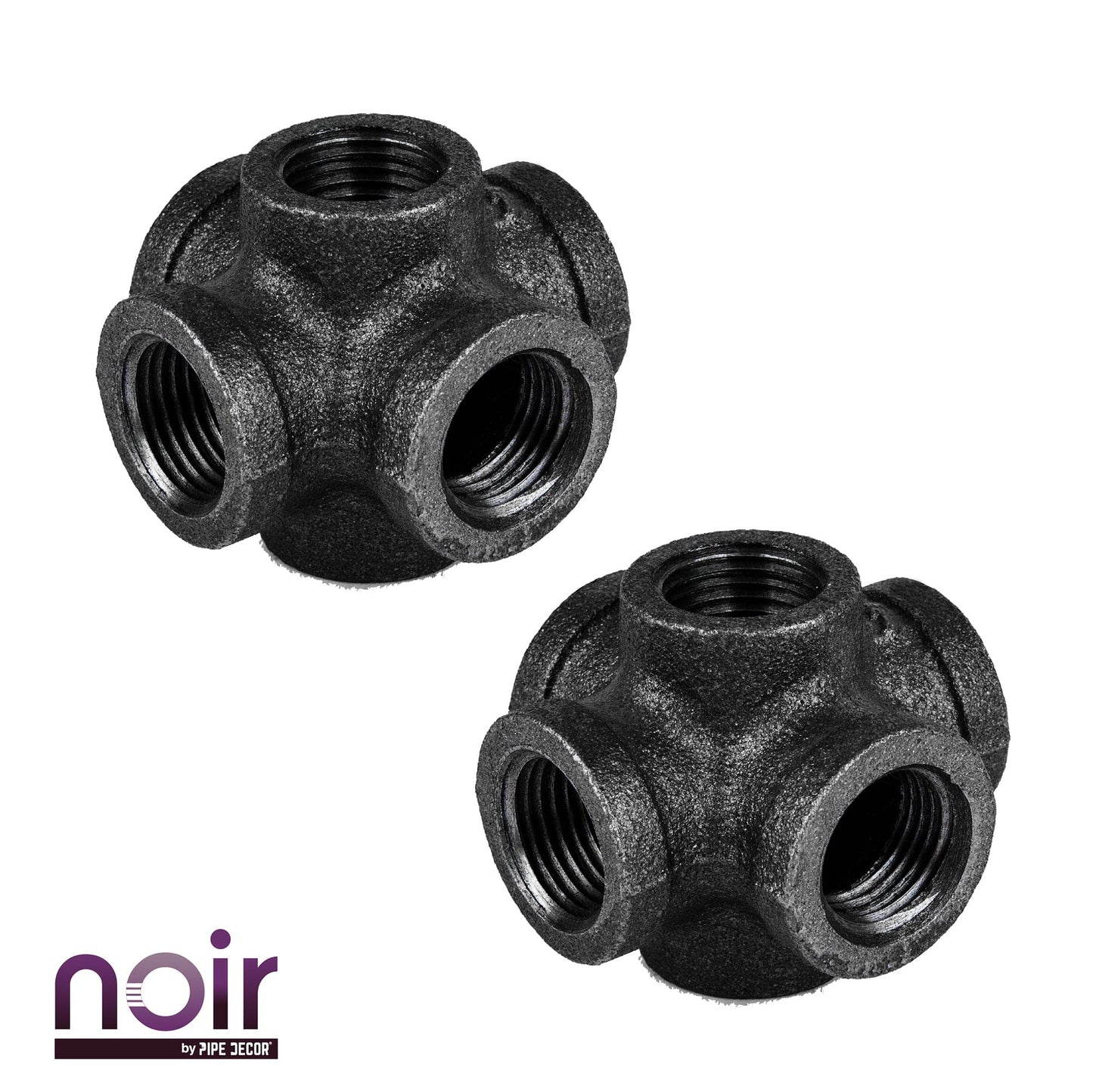 1/2 in. Prefinished Matte Black 6-Way Fitting PIPE DECOR