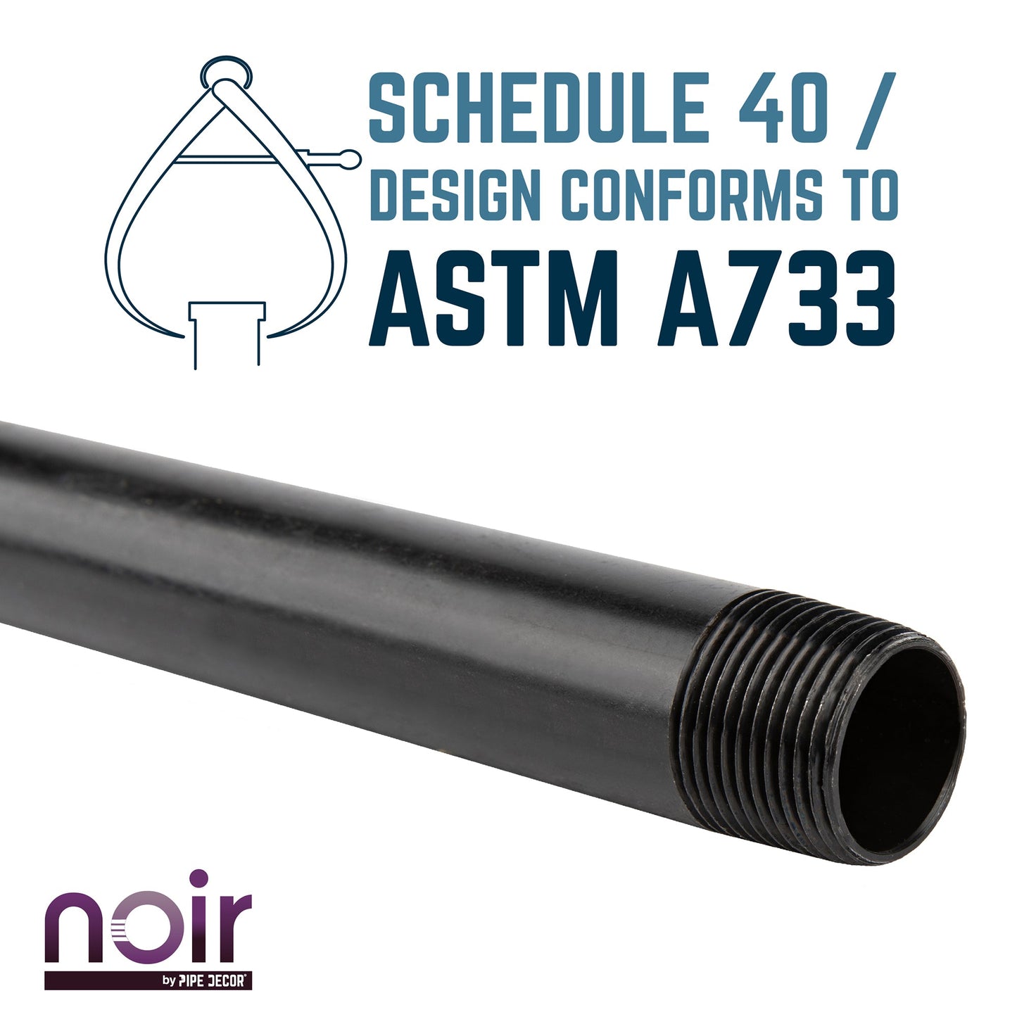 1/2 in. x 1 in. Prefinished Matte Black Pipe