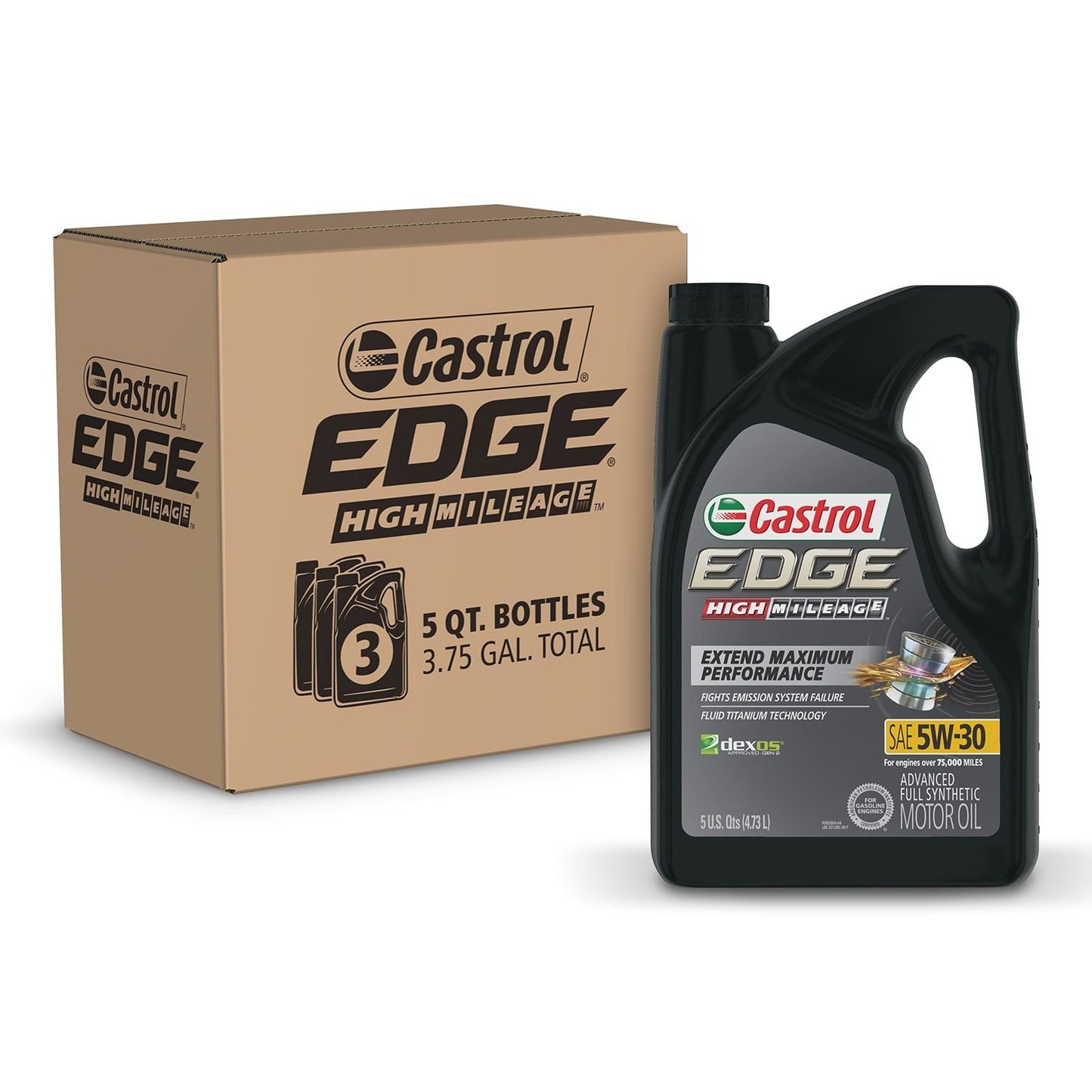 Castrol Edge High Mileage 5W-30 Advanced Full Synthetic Motor Oil, 5 Quarts, Case of 3 EasyOptionXY LLC