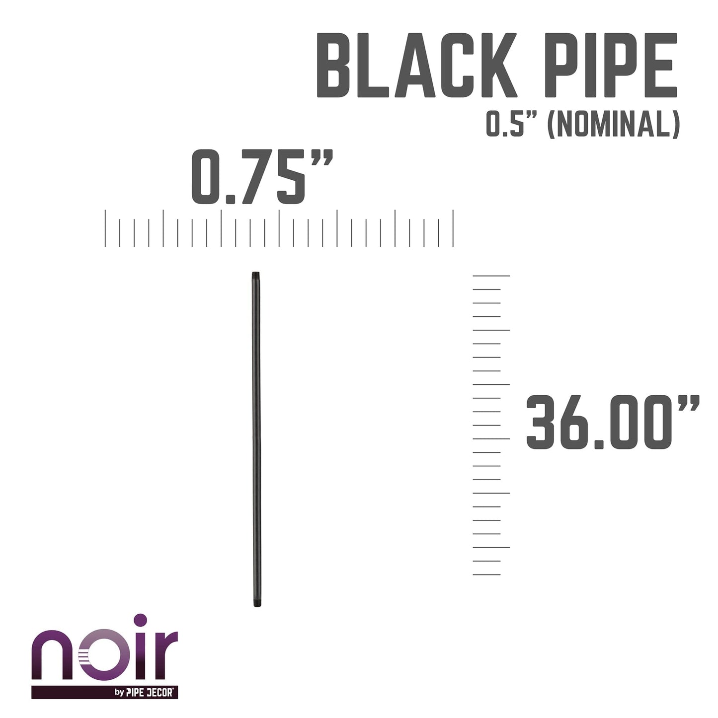 1/2 in. x 36 in. Prefinished Matte Black Pipe PIPE DECOR