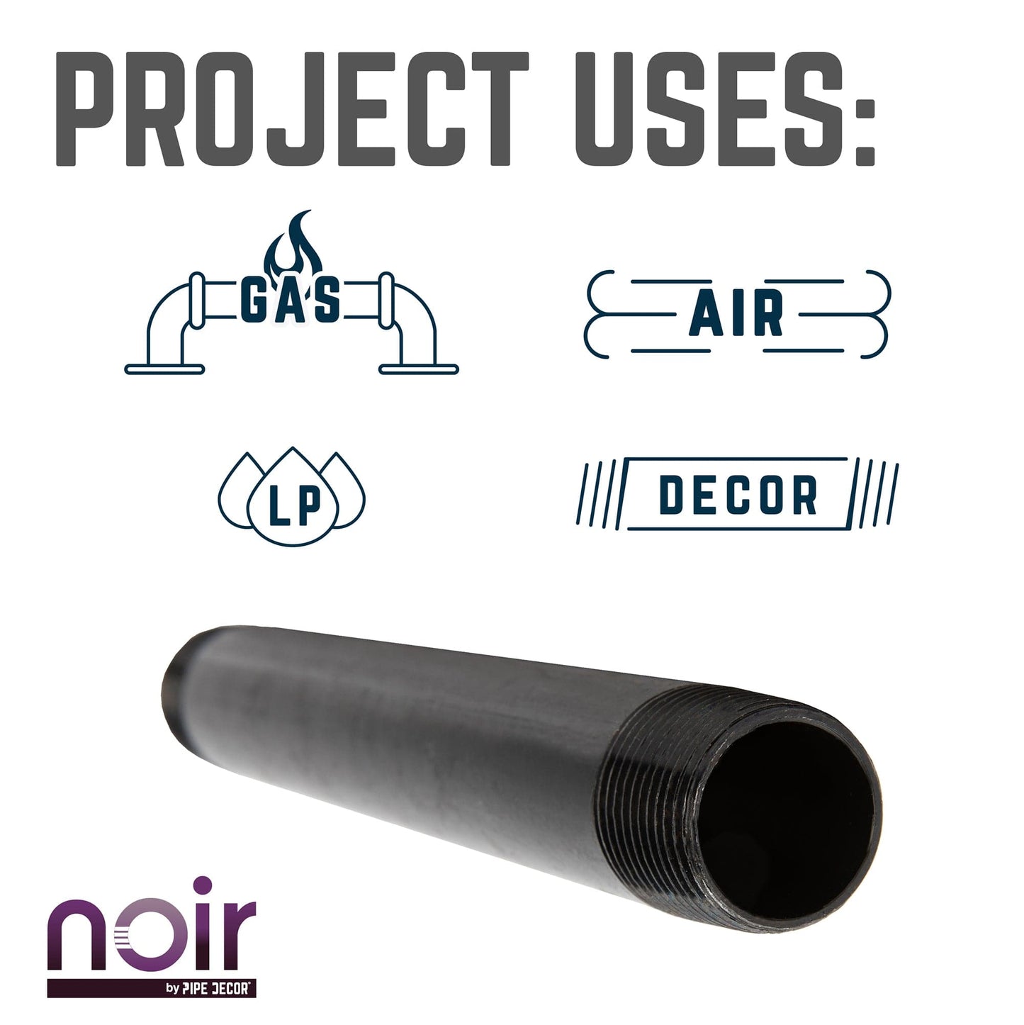 3/4 in. x 18 in. Prefinished Matte Black Pipe