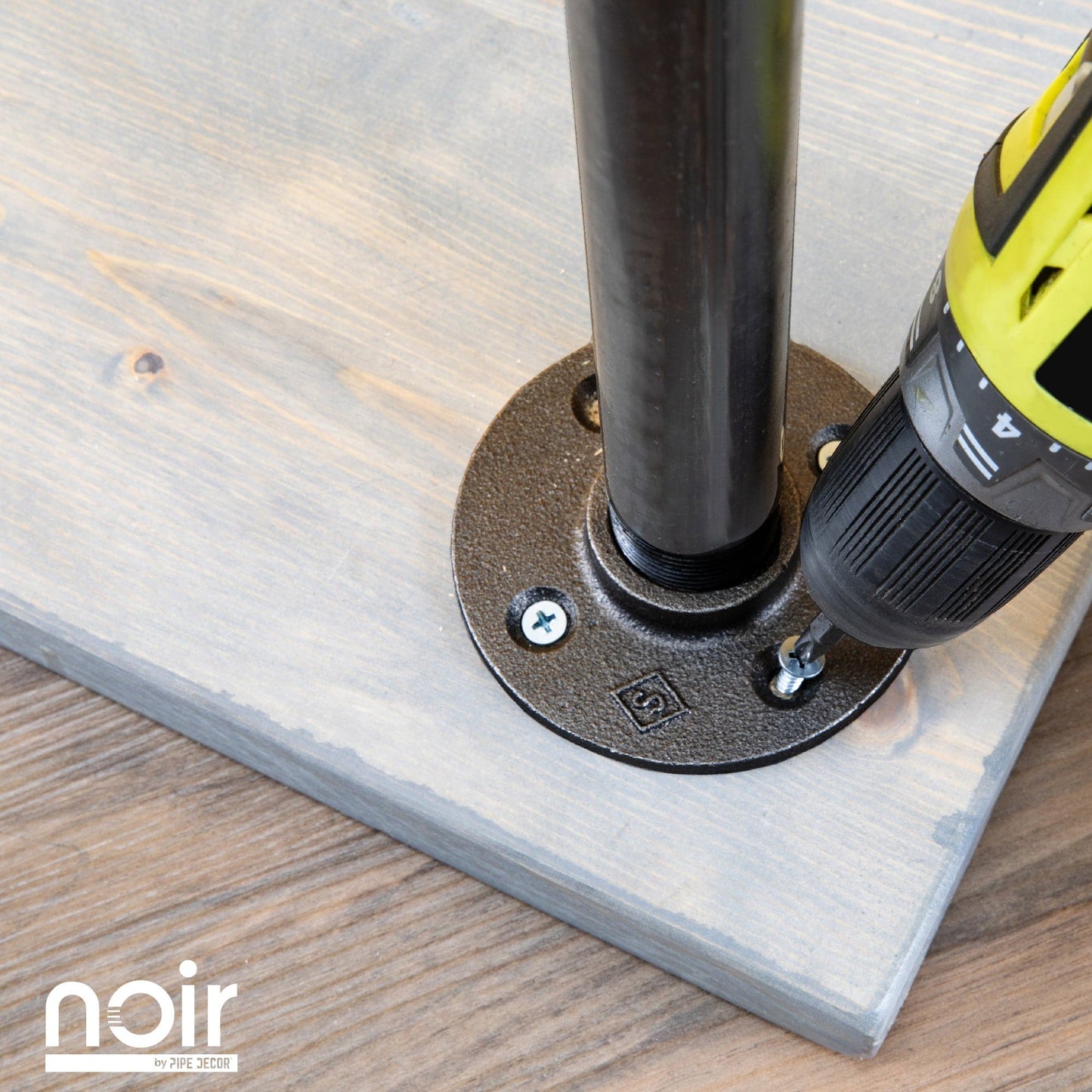 1 in. x 30 in. Noir Black Round Flange Pipe Table Legs - 4 Pack
