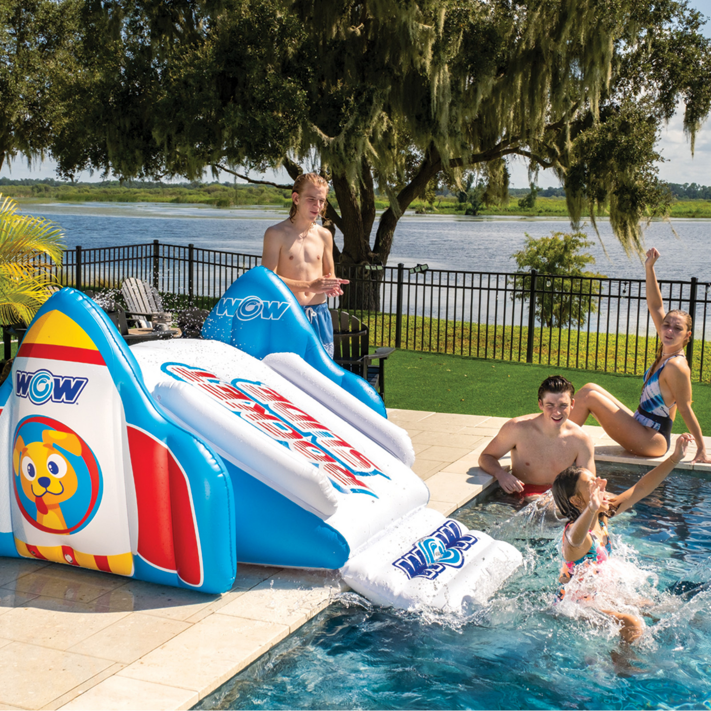 WOW Sports Rocket Pool Slide with Built-In Sprinklers