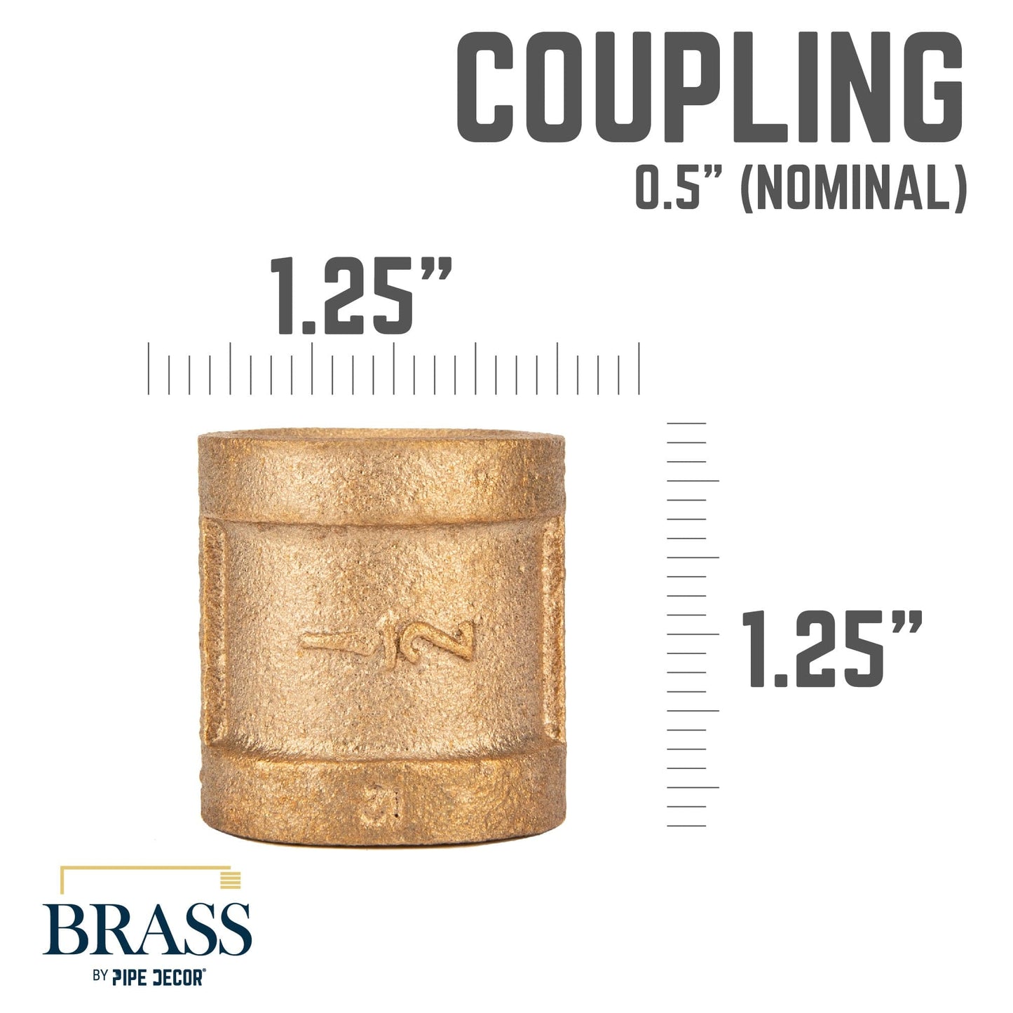 1/2 in. Red Brass Coupling PIPE DECOR