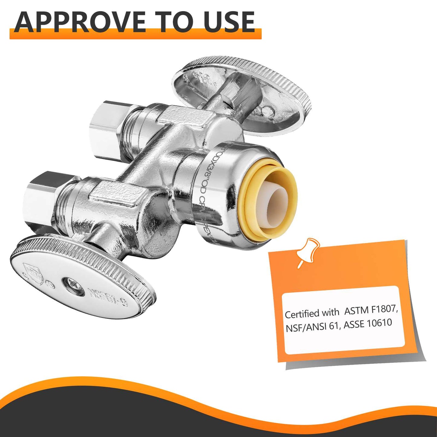10 Pcs 1/2" Push Connect x Dual 3/8" OD Compr. Compr. Straight Stop Valve, 1/4 Turn (Lead Free) Plumbingsell