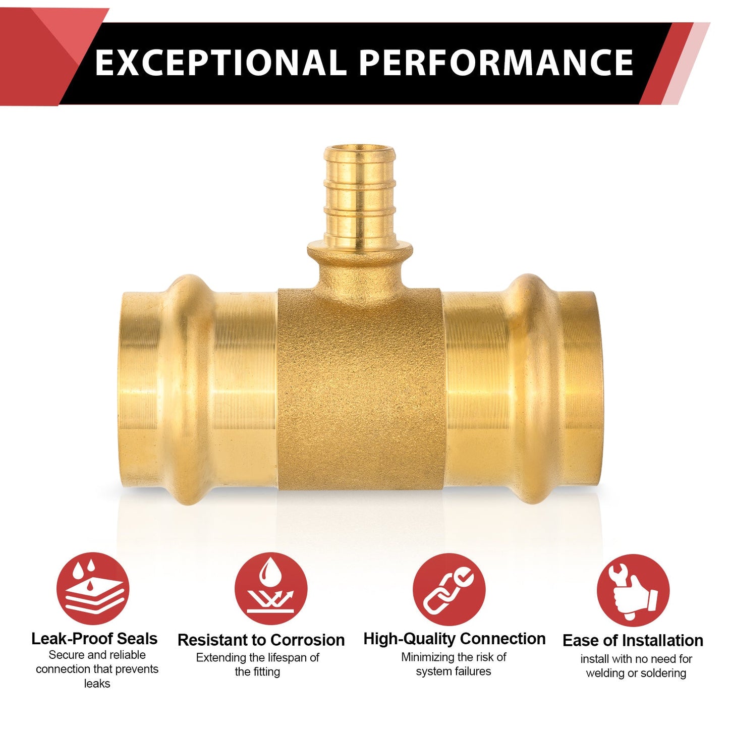 1" x 1" x 1/2" Press x Press x PEX Crimp Brass Tee (Lead Free)