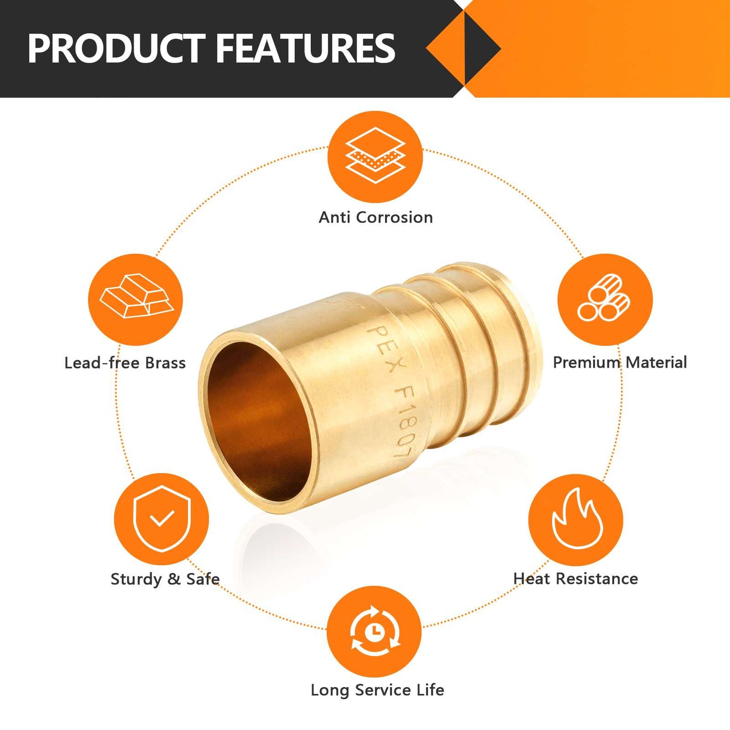 PEX-B Crimp 3/4" PEX x 1/2" Female Copper Sweat Sweat Coupling (Lead Free)