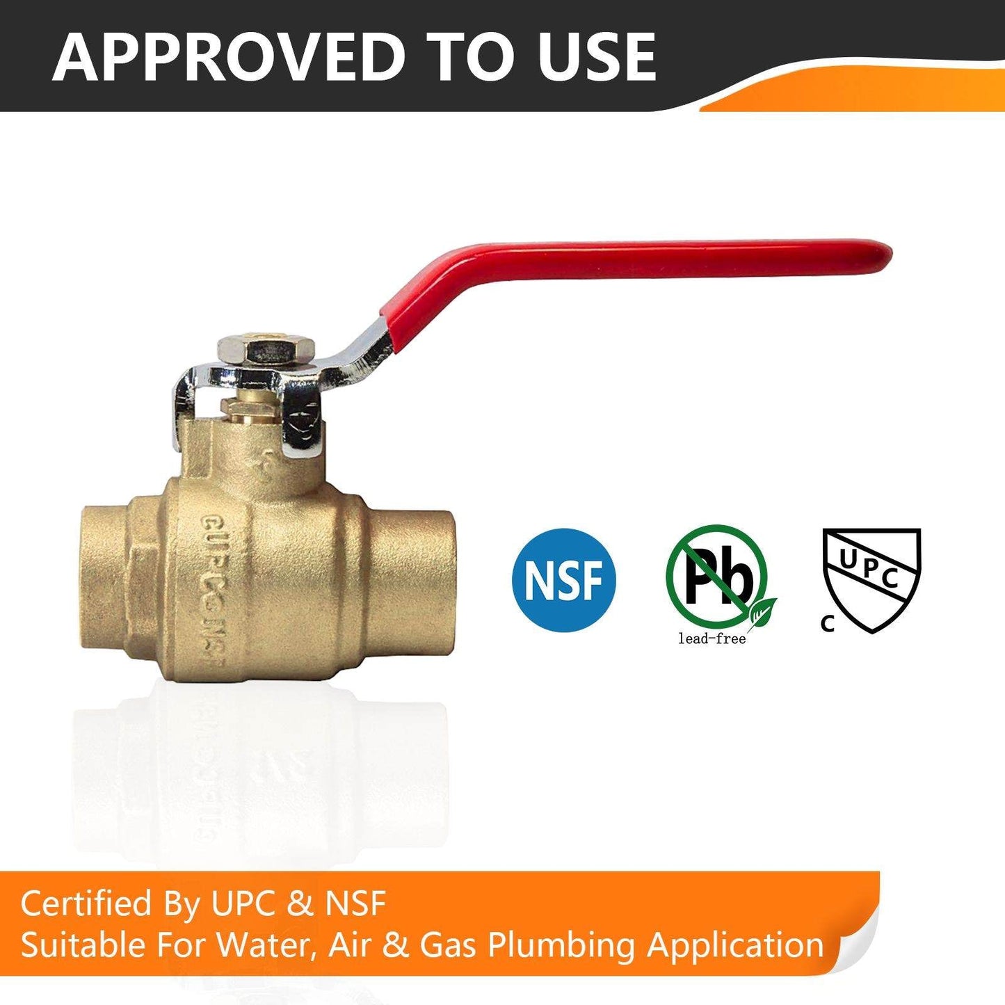 10 Pcs 1" Sweat Ball Valve, Red (Lead Free)