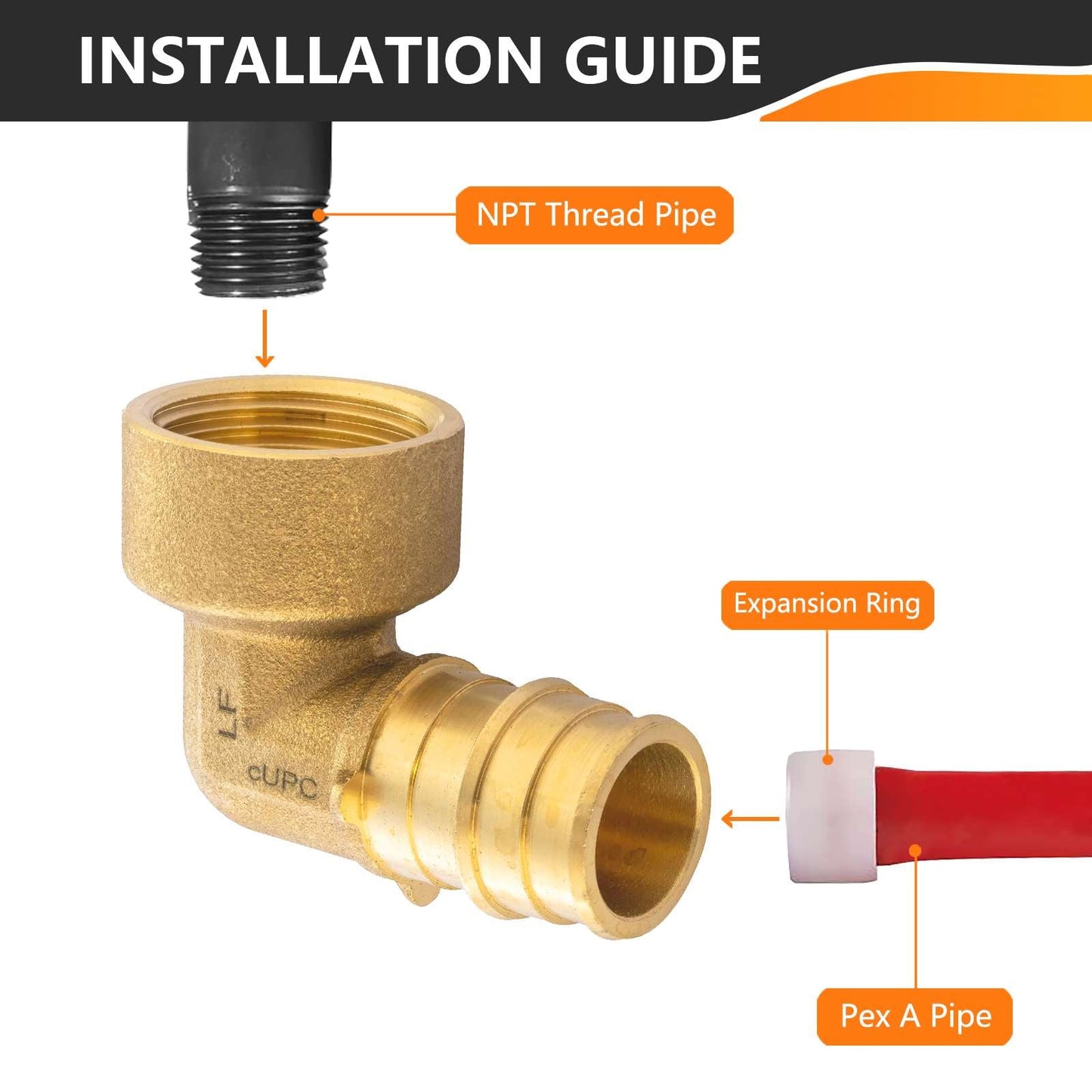 PEX A Expansion 3/4" PEX x 1/2" Female Elbow (Lead Free)