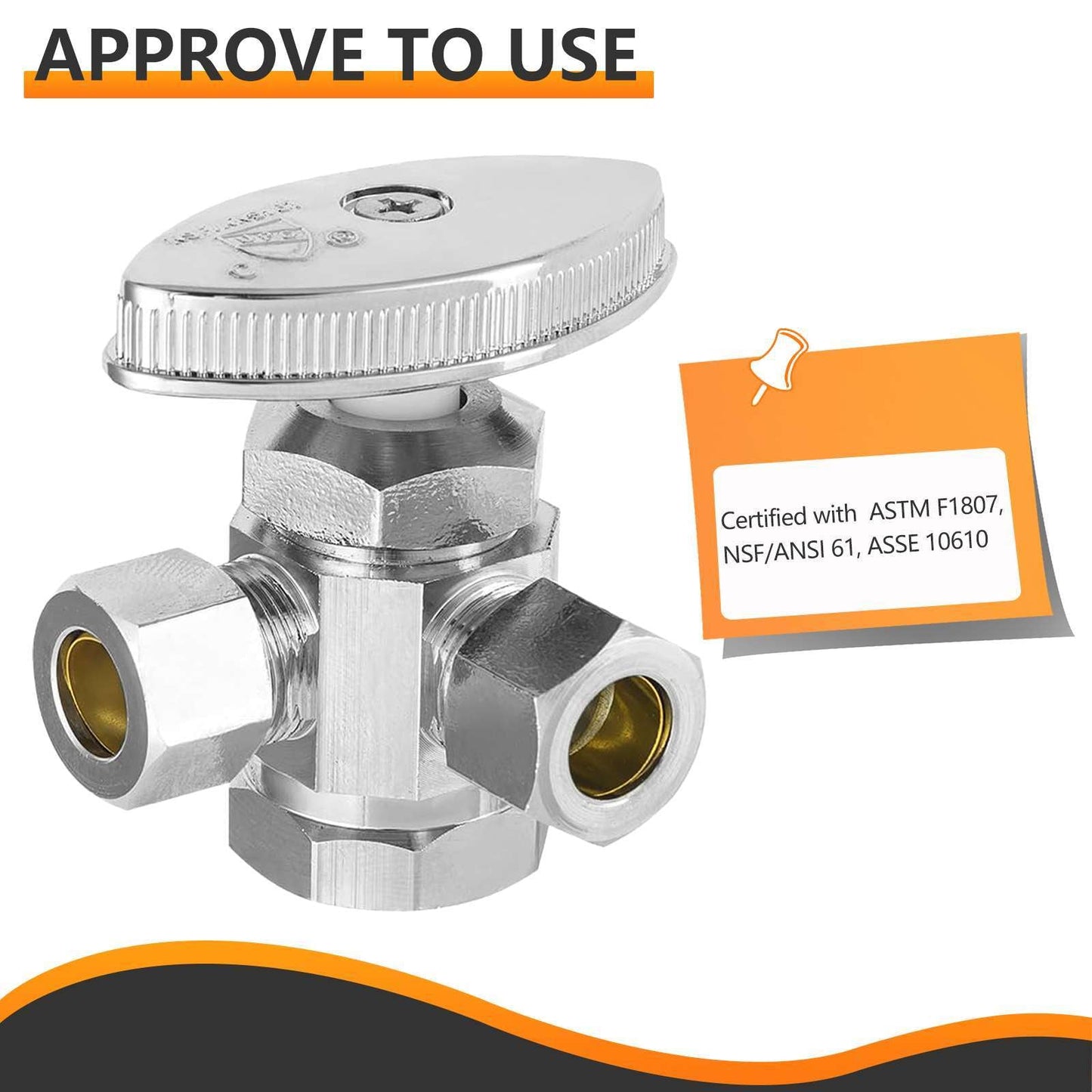 10 Pcs 1/2" FIP x 3/8" OD Compr. x 3/8" OD Compr. Dual Angle Stop Valve, Multi Turn (Lead Free)