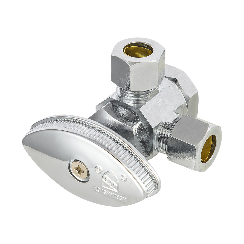 10 Pcs 1/2" FIP x 3/8" OD Compr. x 3/8" OD Compr. Dual Angle Stop Valve, Multi Turn (Lead Free)