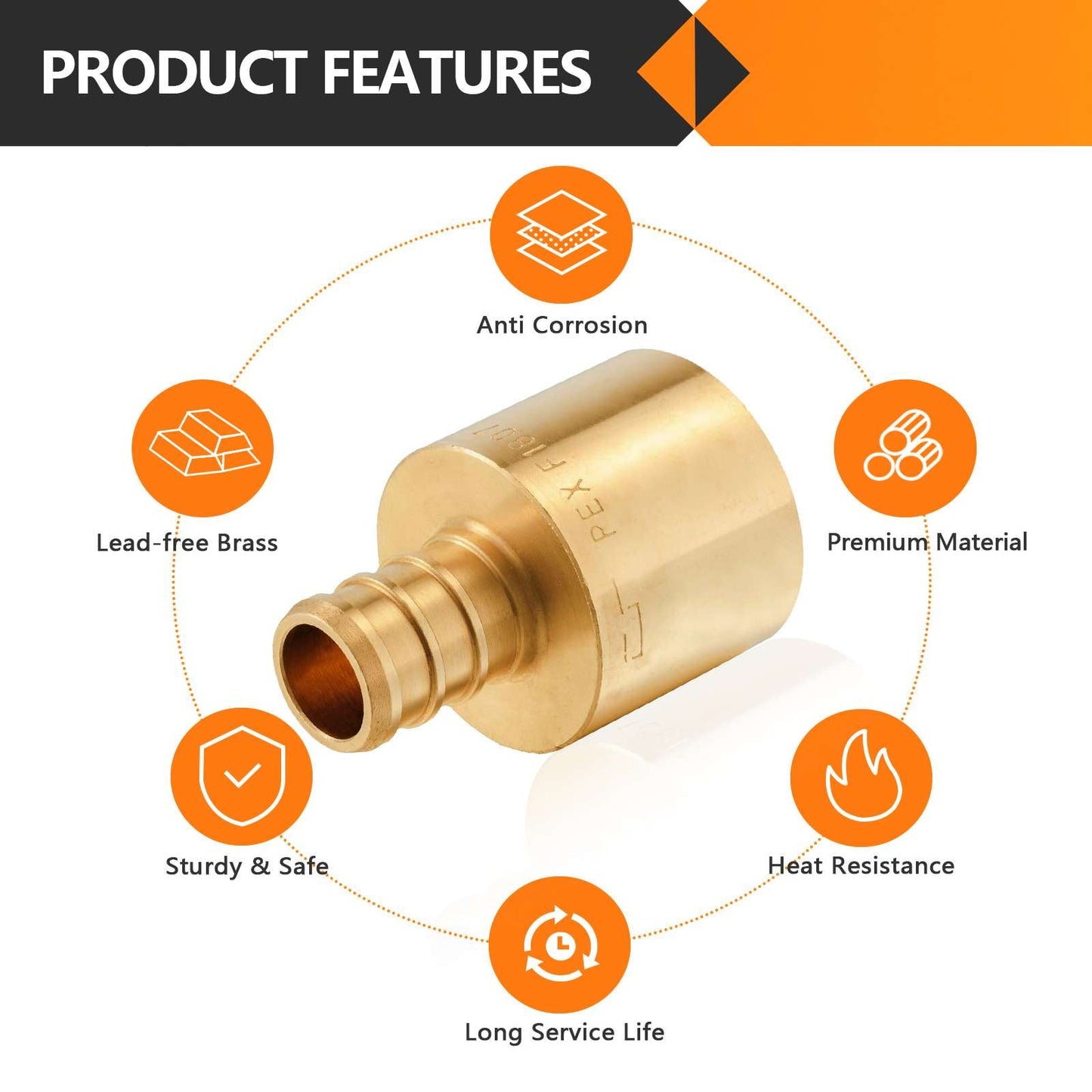 PEX-B Crimp 1/2" PEX x 3/4" Female Copper Sweat Sweat Coupling (Lead Free)