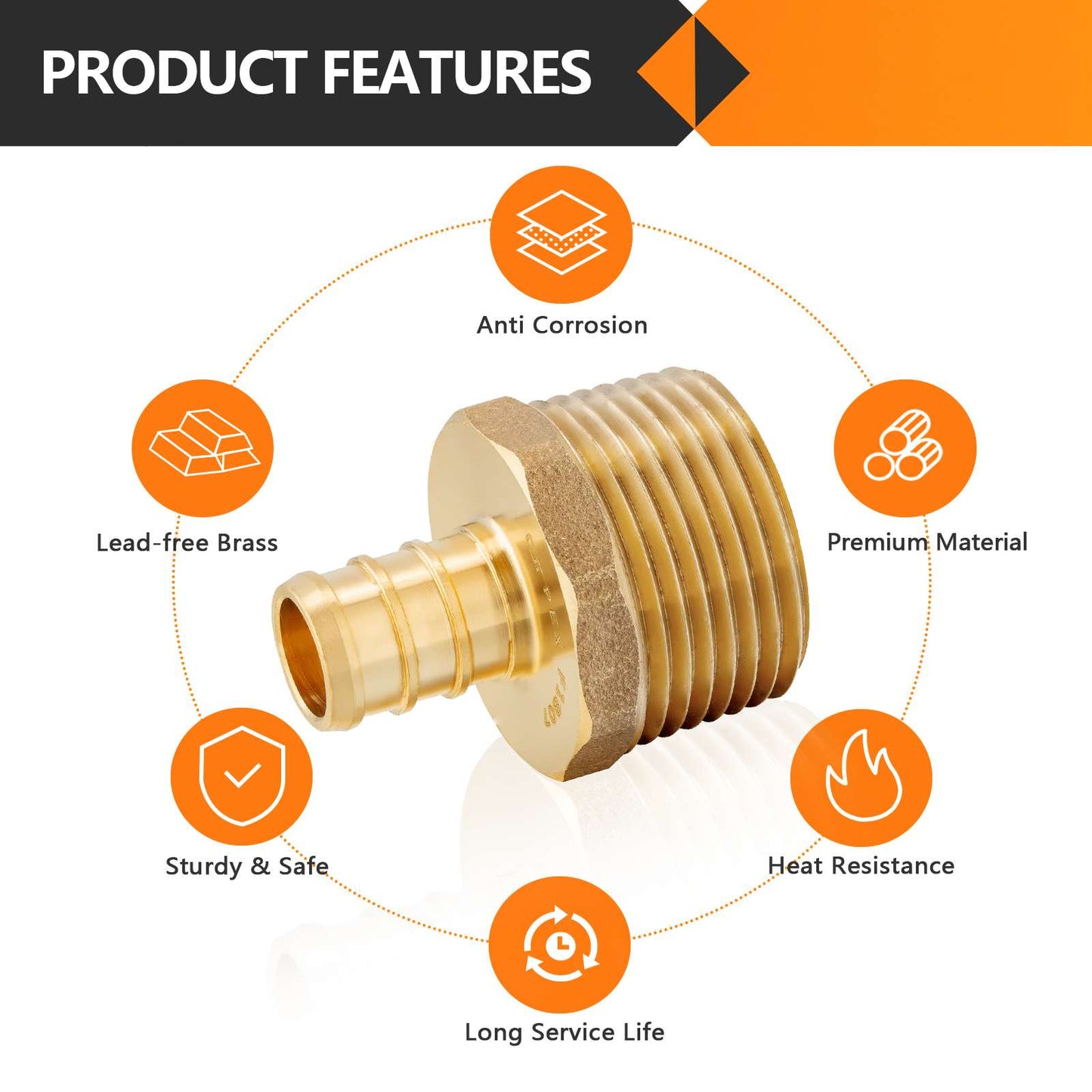 PEX-B Crimp 1/2" PEX x 3/4" Male Threaded Adapter (Lead Free)