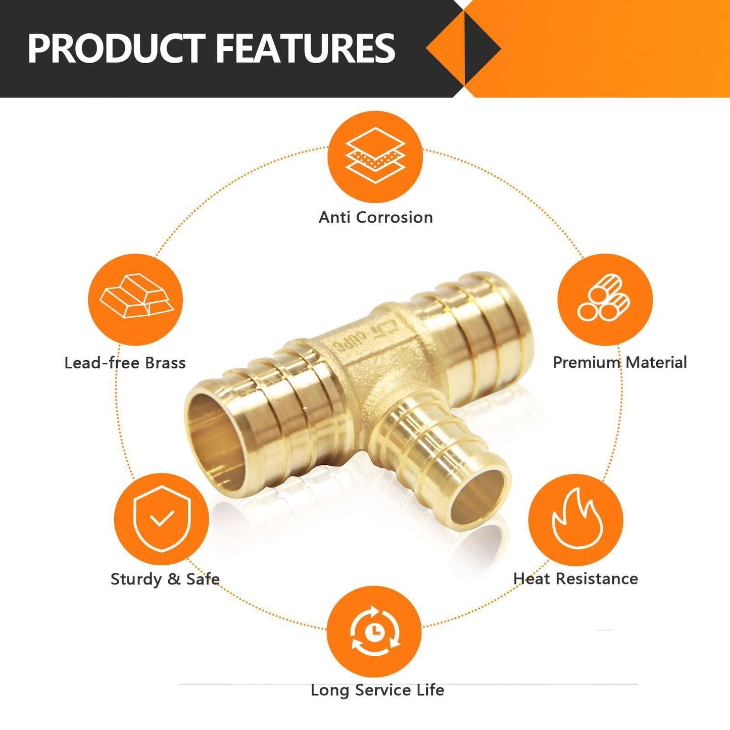 PEX-B Crimp 3/4" PEX x 3/4" PEX x 1/2" PEX Reducing Tee (Lead Free)