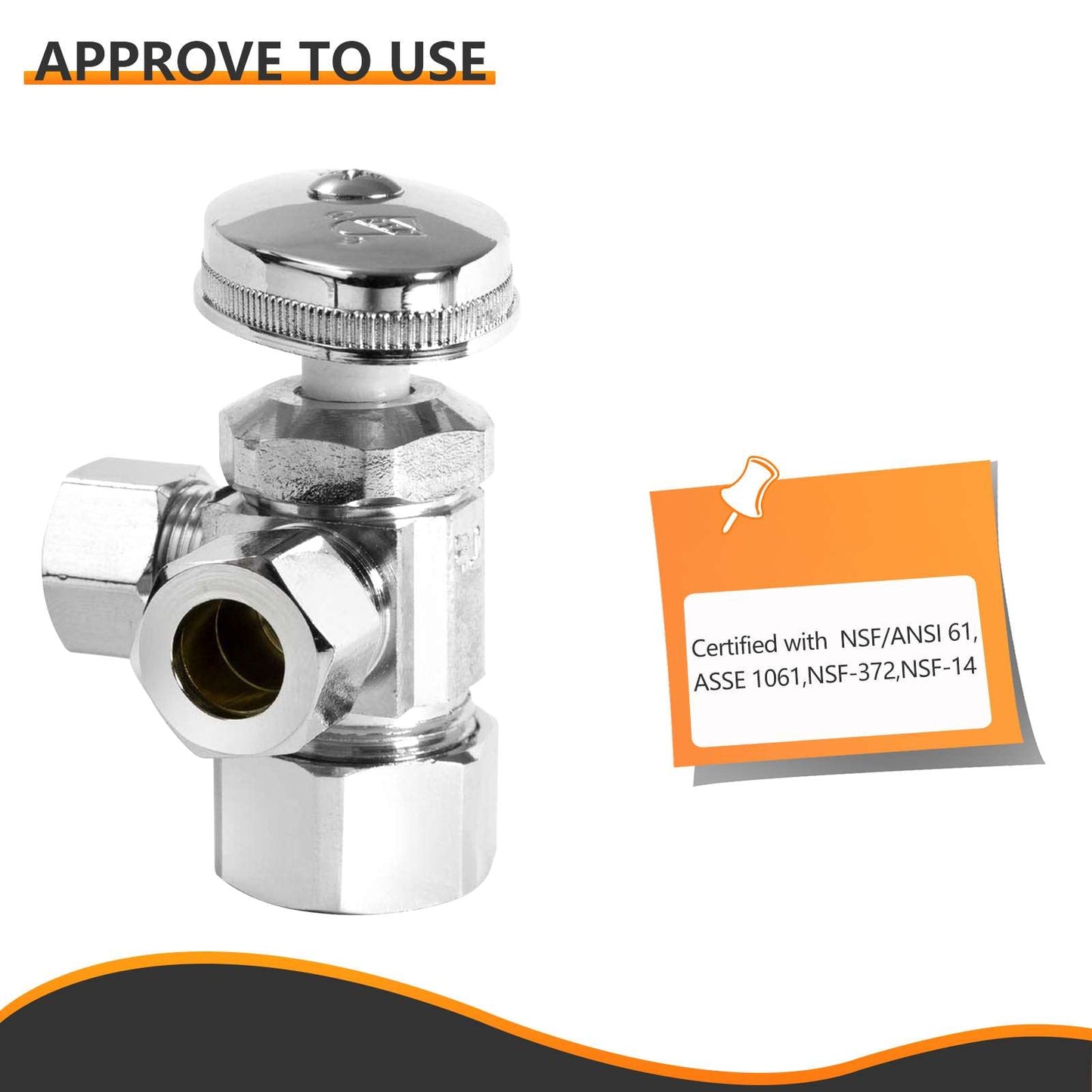 10 Pcs 5/8" OD Compr. x 3/8" OD Compr. x 3/8" OD Compr. Dual Angle Stop Valve, Multi Turn(Lead Free)