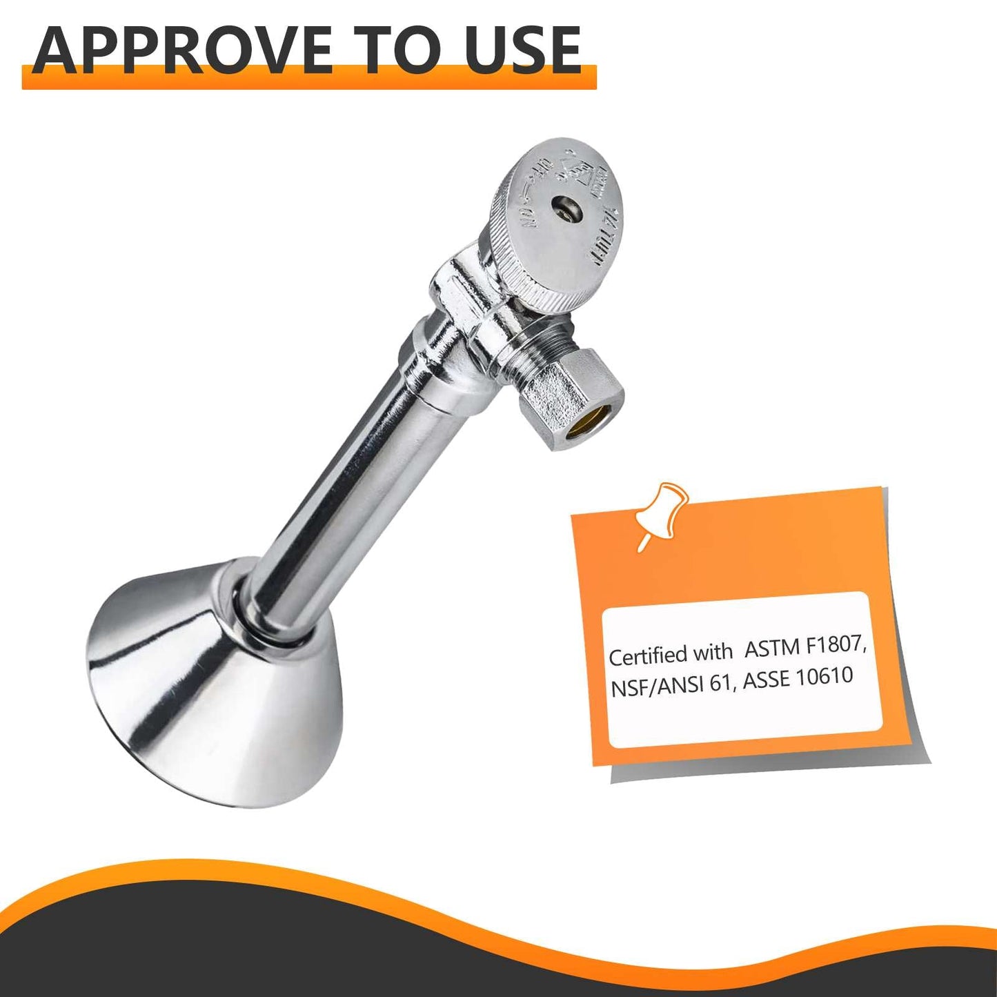 10 Pcs 1/2" Sweat x 3/8" OD Compr. Angle Stop Valve, w/5" Angle Extension, 1/4-Turn (Lead Free)