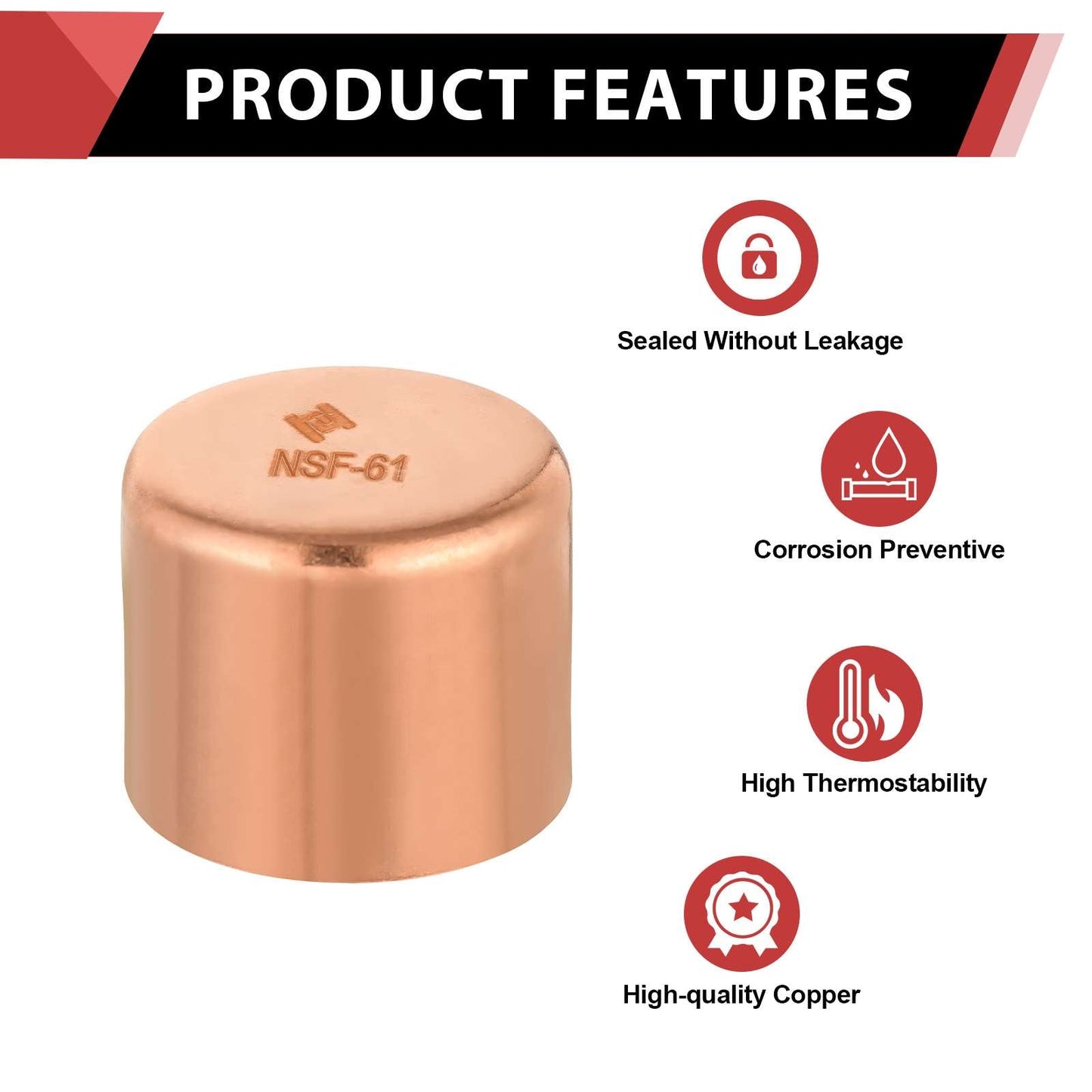 30 Pcs 1-1/2" Solder Copper Pipe End Cap (Plug) at Wholesale Price
