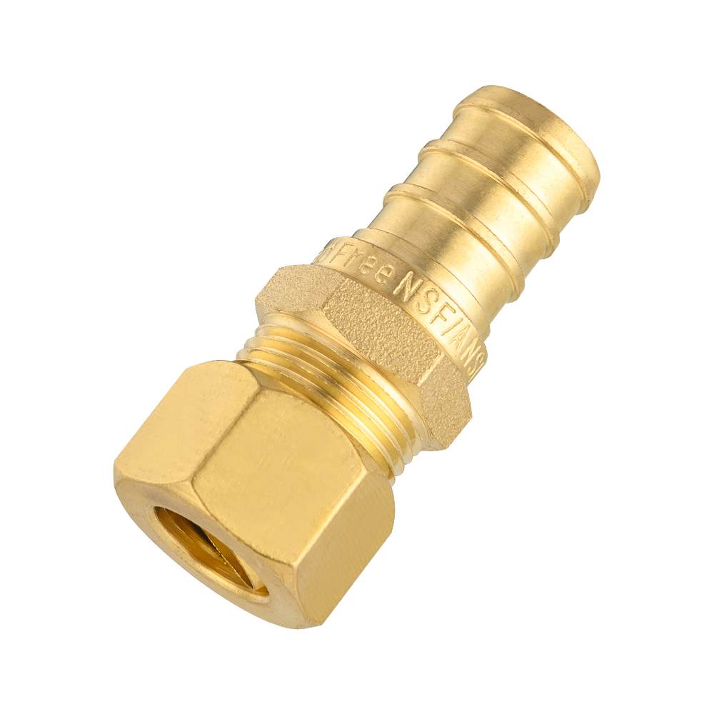 PEX-B Crimp 1/2" PEX x 3/8" OD Compression Straight Adapter (Lead Free)