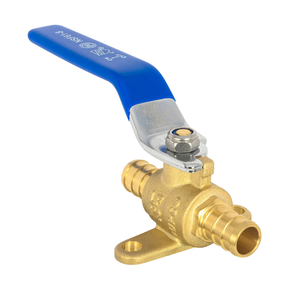 10 Pcs 1/2" PEX Crimp Drop Ear Ball Valve, Blue (Lead Free)