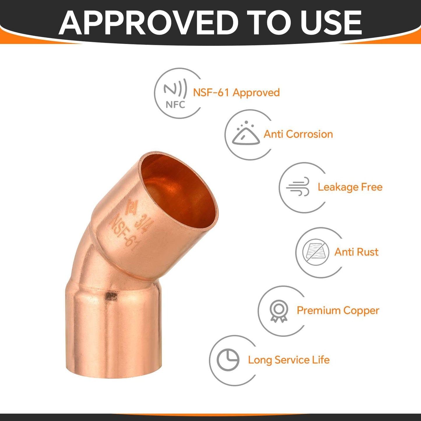 3/4" 45º Copper Elbow
