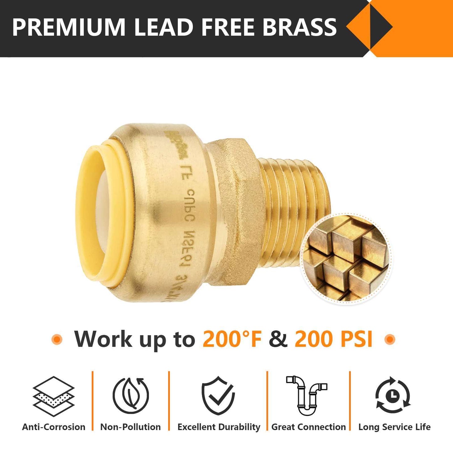 3/4" x 1/2" M Push Fit Male Adapter