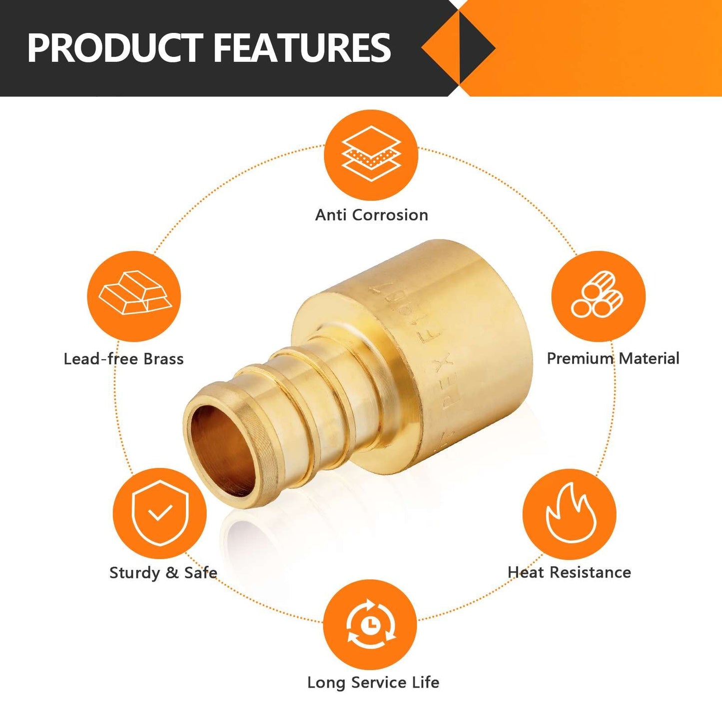 PEX-B Crimp 1" x 1" Female Sweat Adapter (Lead Free)