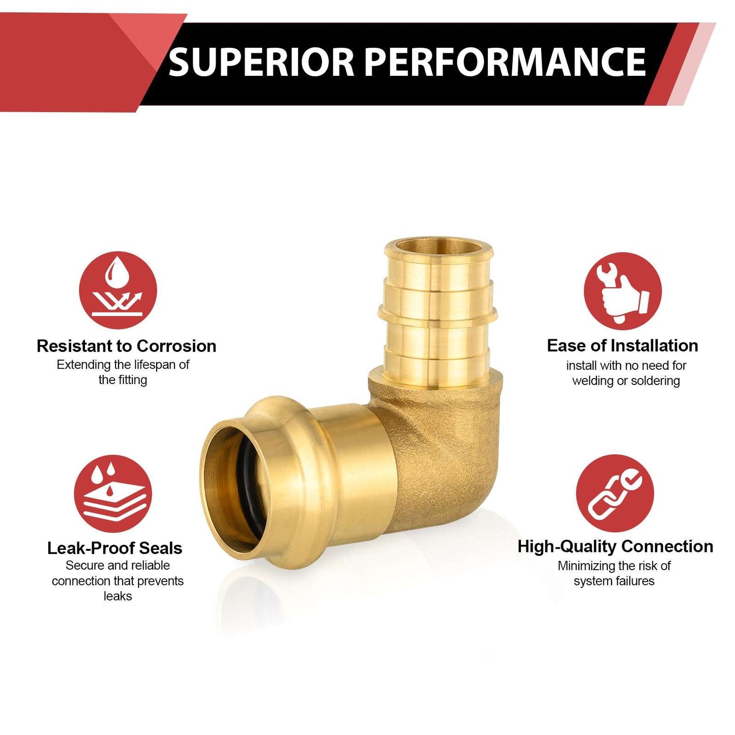 30 Pcs 3/4" Press x 3/4" PEX Expansion Brass Elbow (Lead Free)