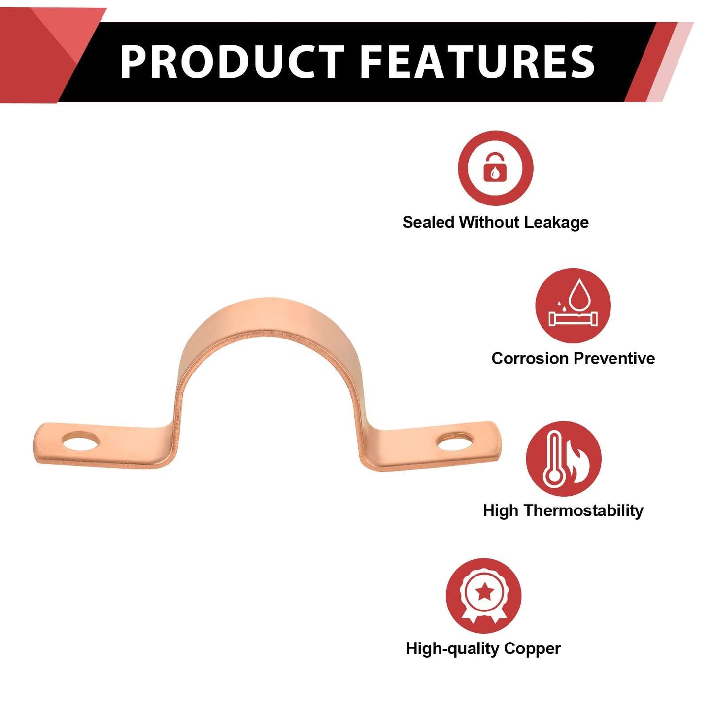 10 Pcs 1-1/4" Copper Pipe Straps, Two Hole at Wholesale Price