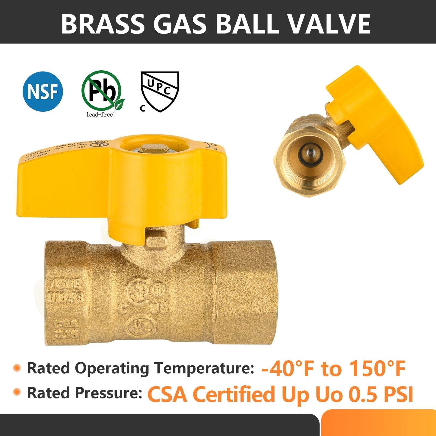 10 Pcs 3/4" FNPT Gas Valve, Yellow