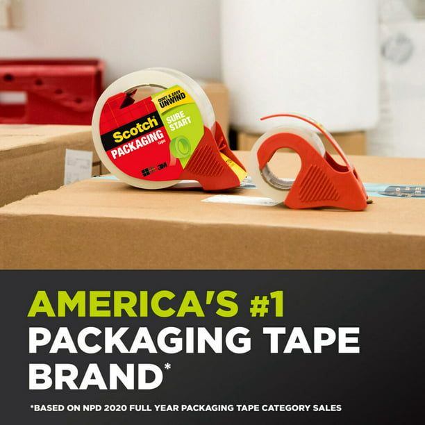 Scotch Sure Start Packaging Tape, Clear, 1.88 in. x 54.6 yd., 1 Roll EasyOptionXY LLC